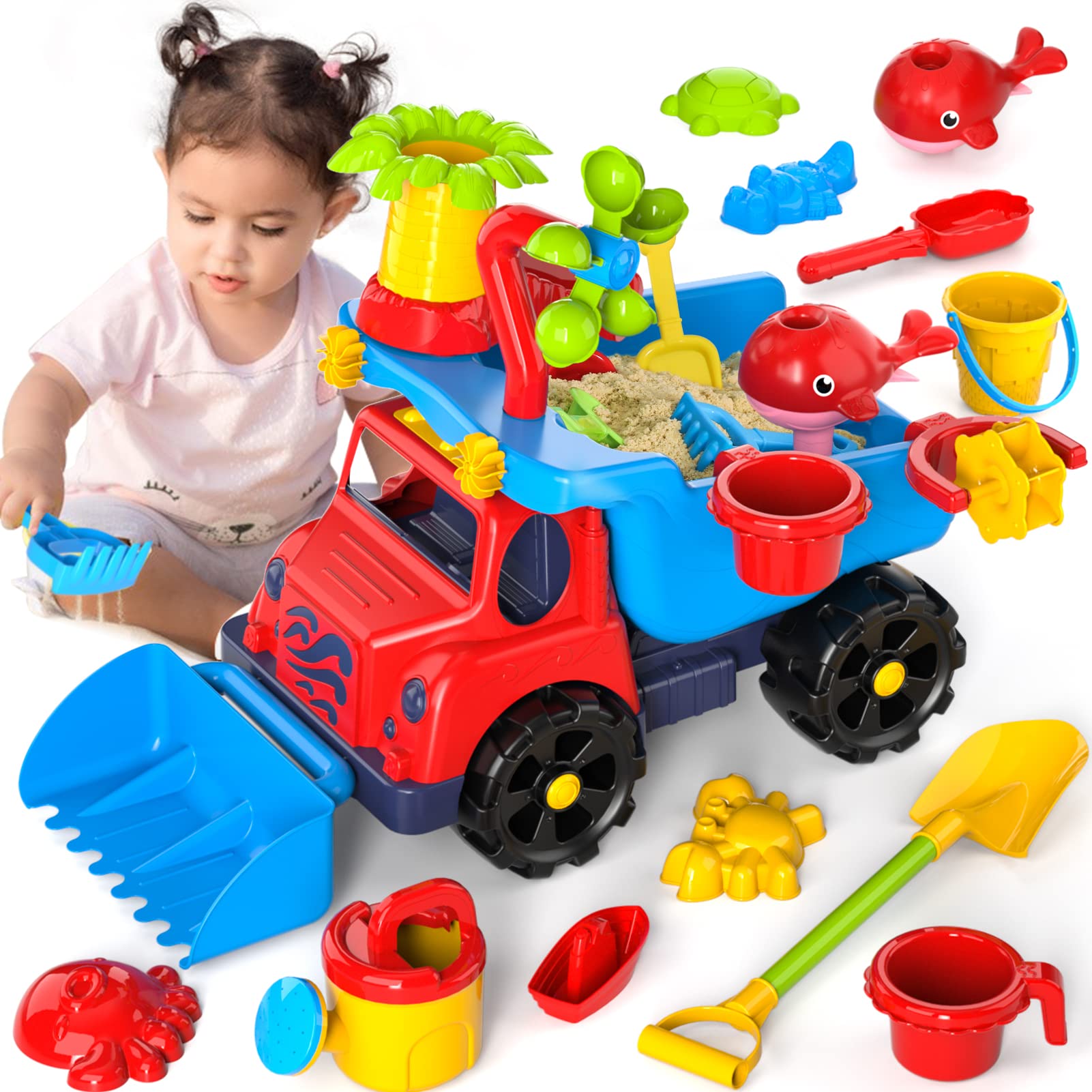 Bennol 25 Inch Beach Sand Dump Truck Toy for Kids - Construction Vehicle Toy for Toddlers Age 1-5 - Perfect for Sandbox, Beach, Backyard & Indoor Play - Great Gift for Boys & Girls