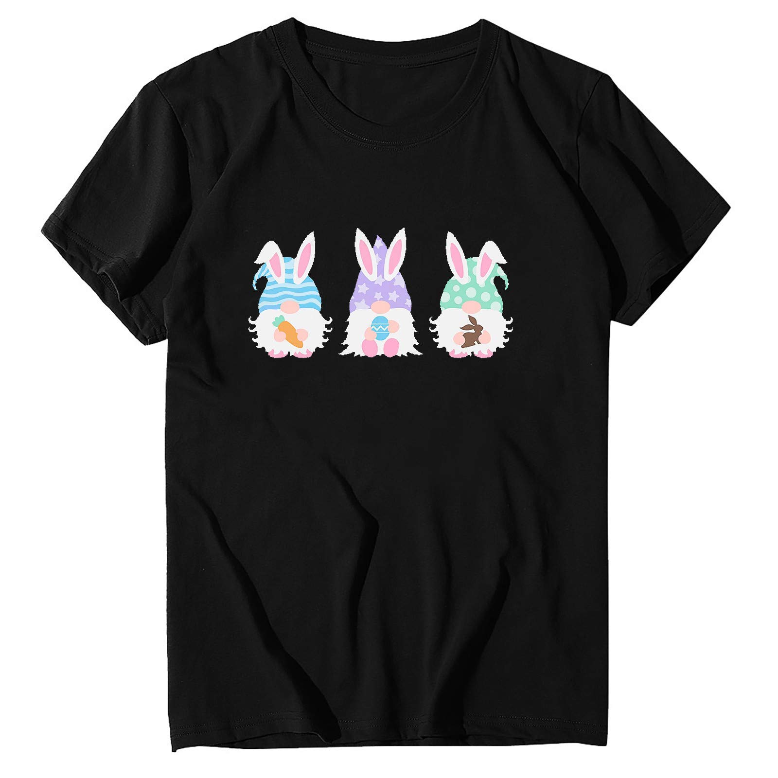 Easter Gnome Graphic Tees for Women - Cute Bunny Printed Short Sleeve T-Shirts for Teen Girls | Casual Spring Outfits & Holiday Party Wear