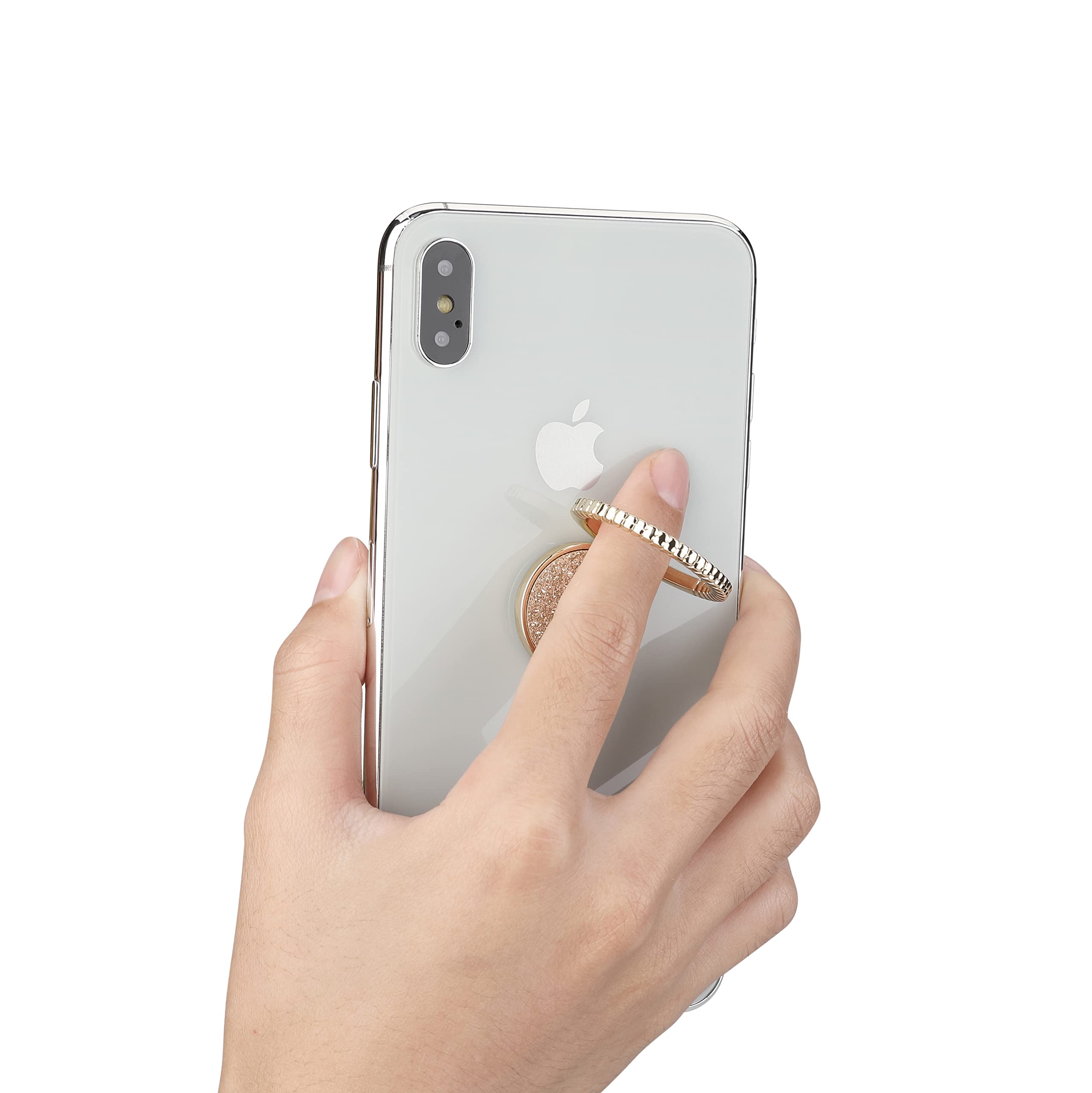 LAX Gadgets Sparkle Gold Cell Phone Ring Holder - Finger Grip & Stand for All Smartphones, iPhone & Android - Perfect for Hands-Free Viewing, Selfies & Secure Grip