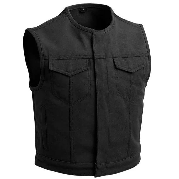 First Mfg Lowside Men's Motorcycle Twill Vest - Size X-Large (XL) - Black Biker Jacket for Harley Davidson & Cruiser Riders - Perfect for Road Trips & Motorcycle Events - Fast Shipping