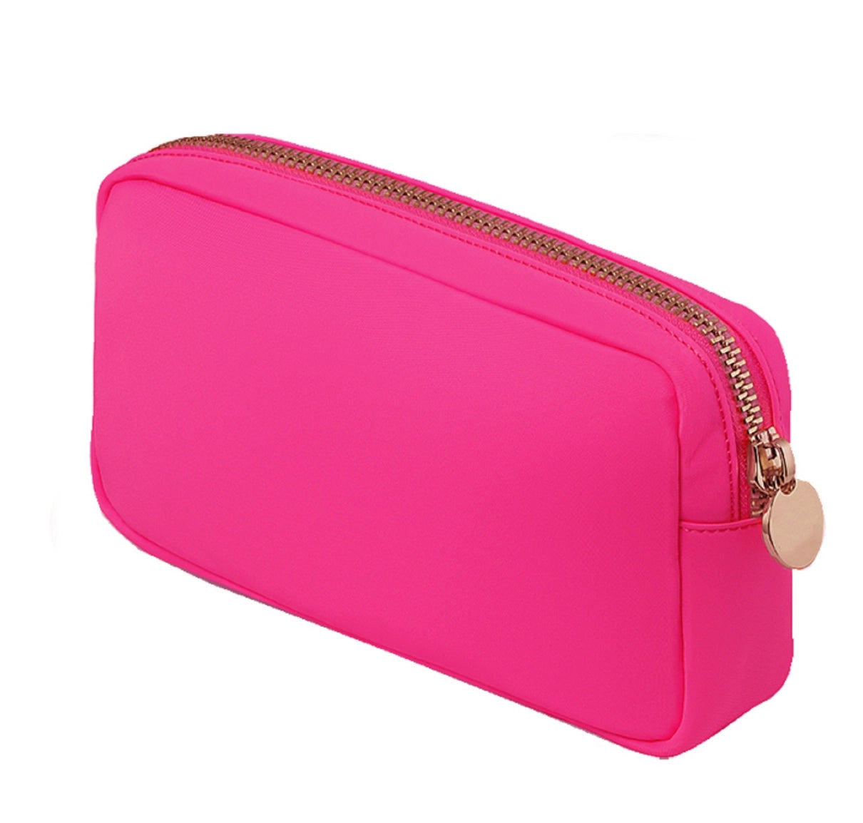 Fuchsia Nylon Zipper Pouch - Waterproof Travel Organizer for Makeup, Jewelry & Small Essentials | Perfect for Travel, Gym & Daily Use