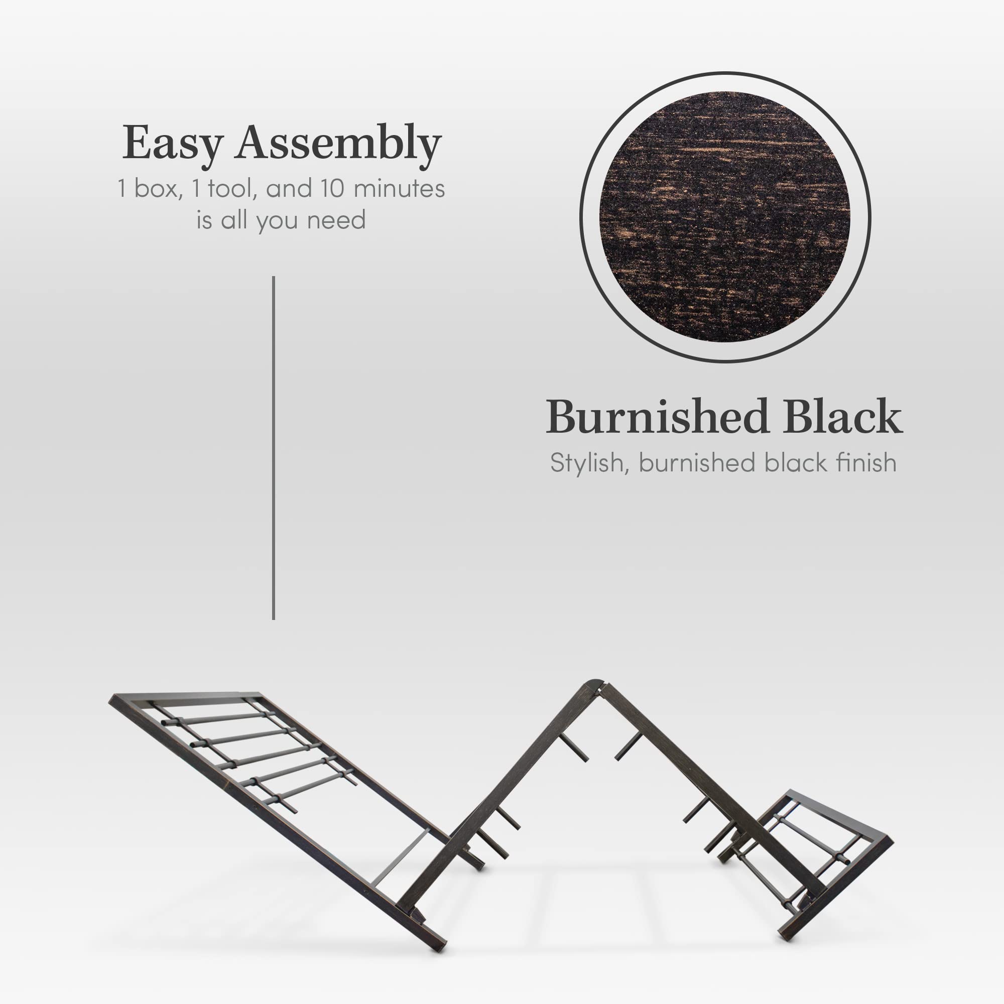 eLuxurySupply King Size Metal SNAP Bed Frame - Carbon Steel Construction with Rustic Pewter Finish - Easy Assembly Folding Bed Frame with Headboard & Footboard - Sturdy Steel Bed Base for Master Bedroom, Guest Room or Dorm