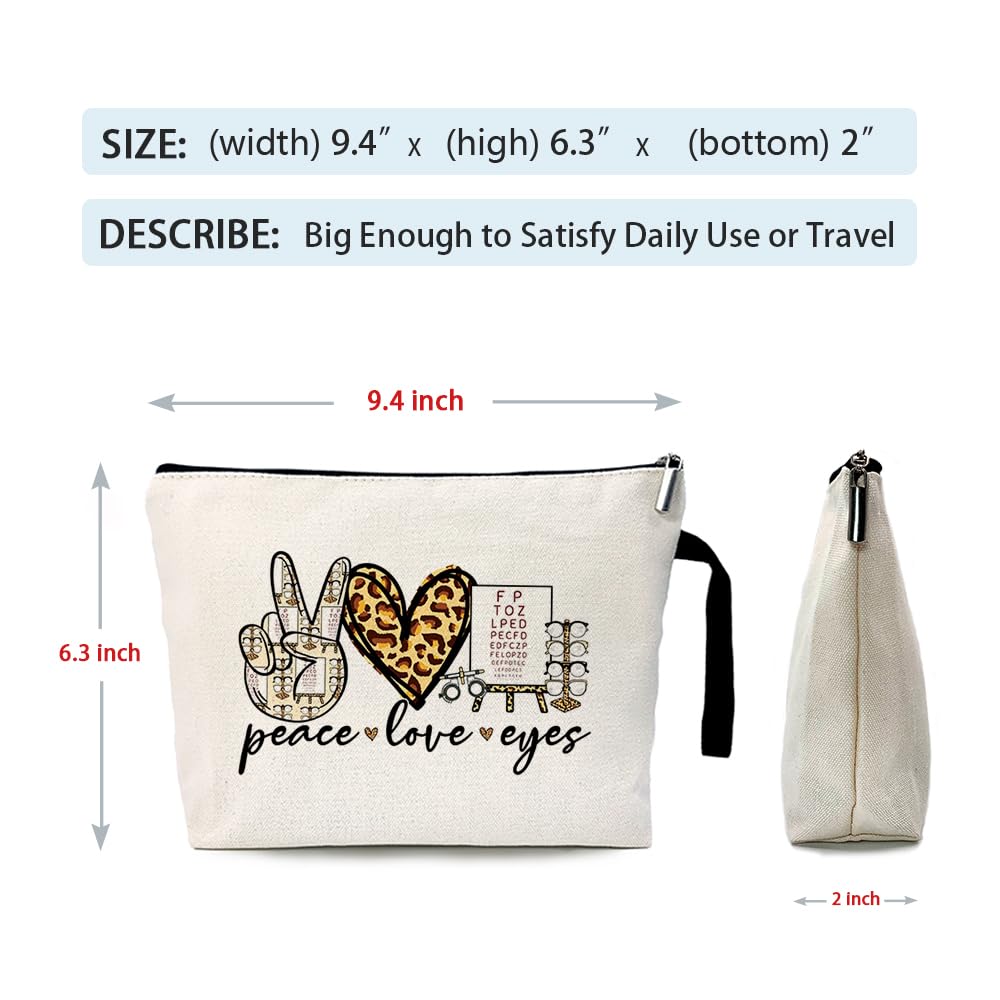 ZHANTUONE Peace Love Eyes Cosmetic Bag - Perfect Eye Doctor & Optometrist Gift for Graduation, Vision Care Professionals & Students - Ideal for Daily Use, Travel & Work Accessories