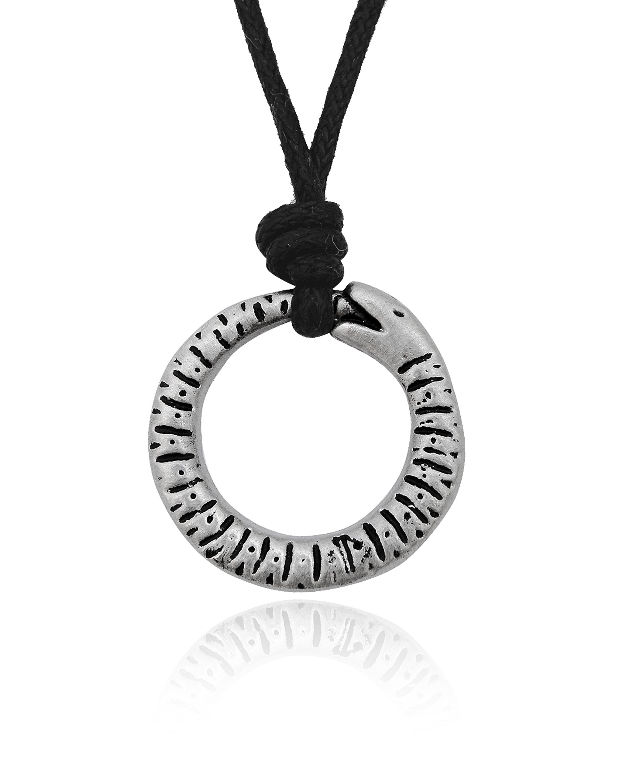 Ouroboros Serpent Snake Silver Pewter Charm Necklace Pendant - Handmade Gothic Jewelry for Men & Women - Perfect for Witchcraft, Pagan Rituals, and Spiritual Protection