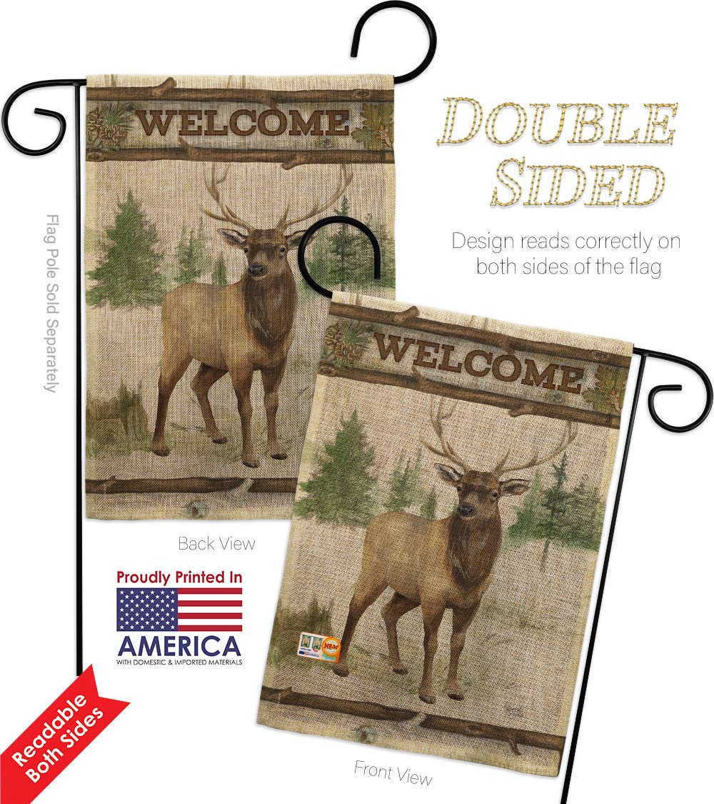Deer Burlap Garden Flag Set - Double-Sided Wildlife Decor for Yard & House