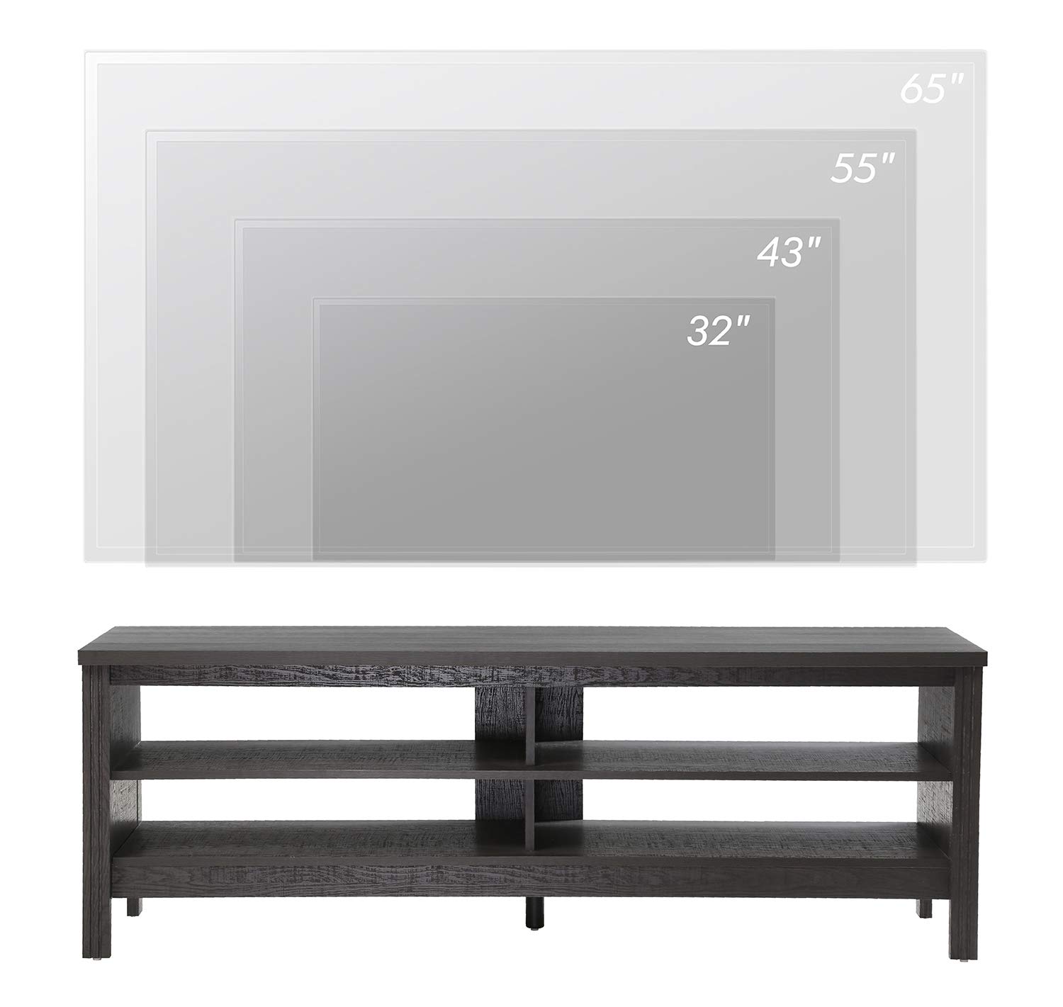 FITUEYES 65 Inch LED TV Stand with 4 Storage Cubby - Black Gaming Entertainment Center for 55-65 Inch TVs, PS5/Xbox Media Console - Perfect for Bedroom & Living Room Home Theater Setup