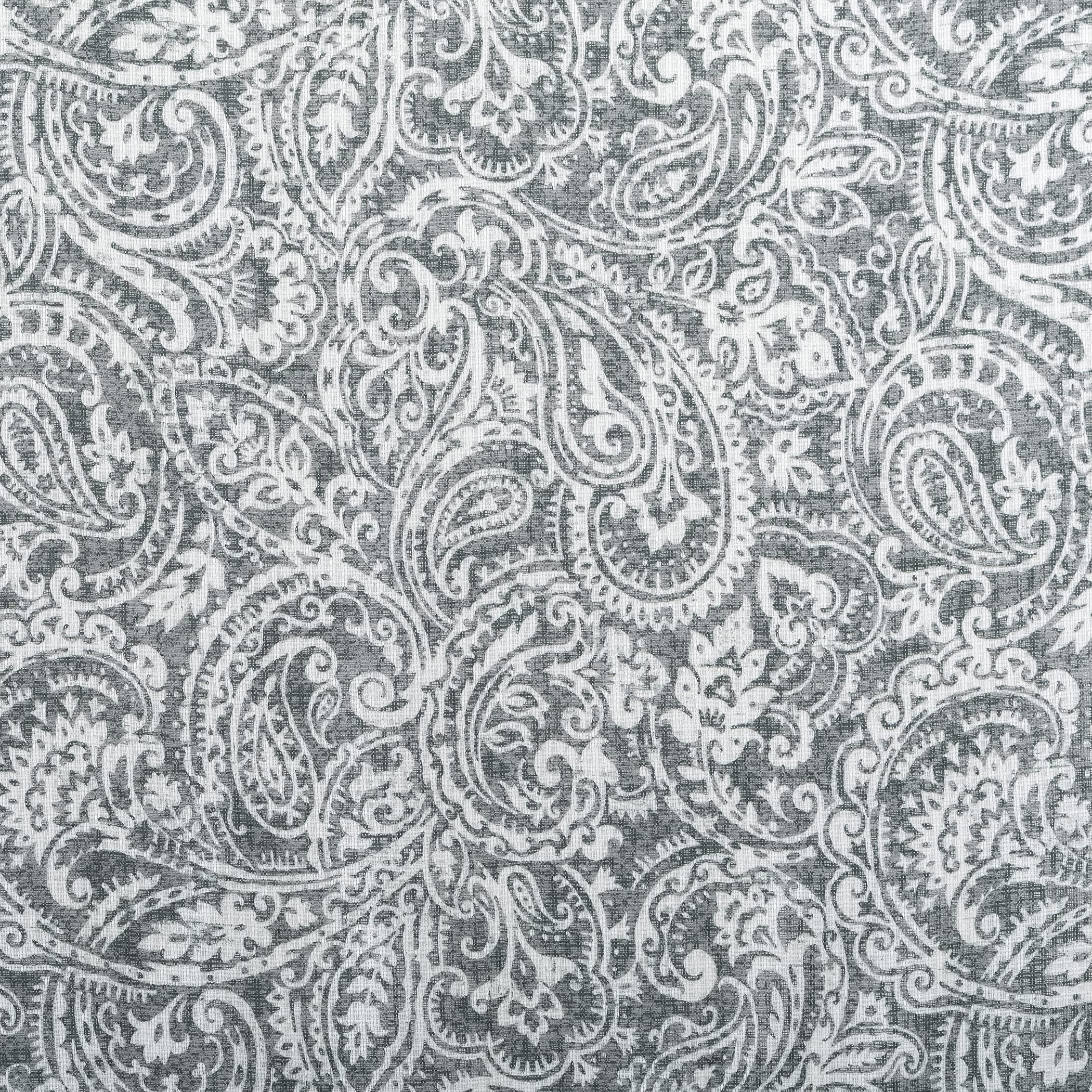 Archaeo Paisley Waffle Weave Cotton Blend Rod Pocket Curtains 50x84 Inches - Gray Window Drapes for Living Room, Bedroom & Office