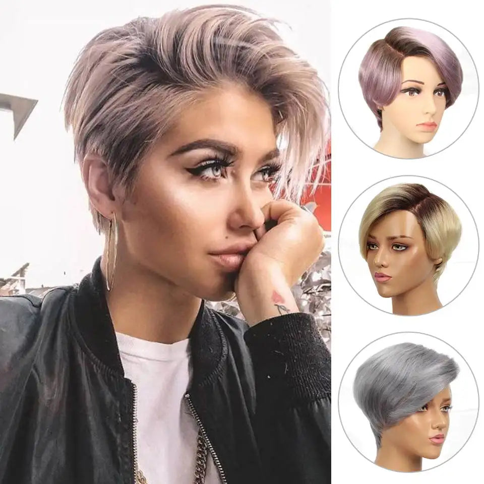Candace Short Lace Front Human Hair Wig - Natural Looking Synthetic Hairpiece for Women, Perfect for Daily Wear, Cosplay & Special Occasions