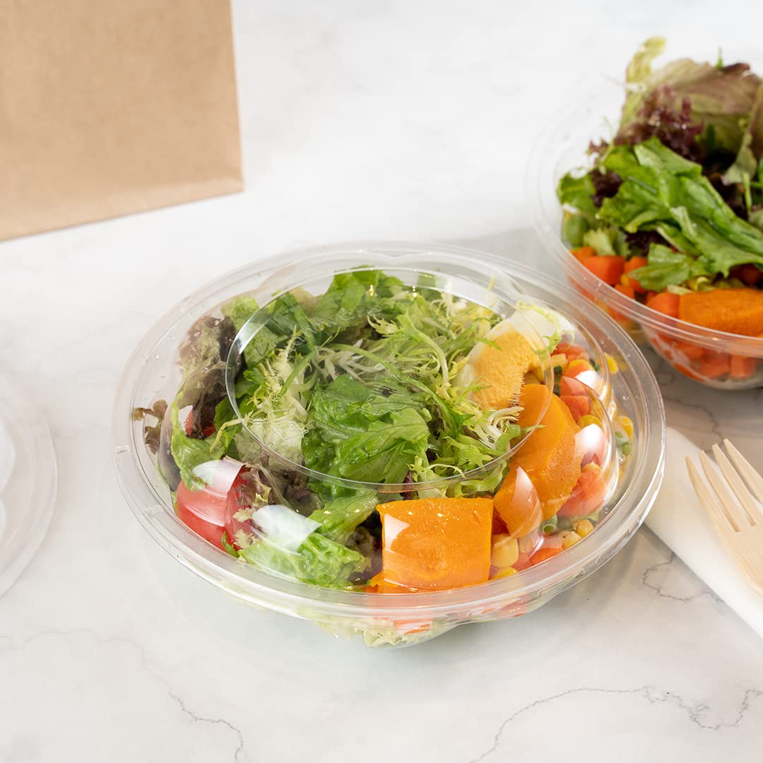 Restaurantware Thermo Tek 24oz Disposable Salad Bowls - 500 Pack Round Deli Containers | Crack & Leak Resistant, Sustainable Clear Plastic Food Storage Bowls for Cold Foods (Lids Sold Separately) | Perfect for Restaurants, Catering, Meal Prep & Takeout