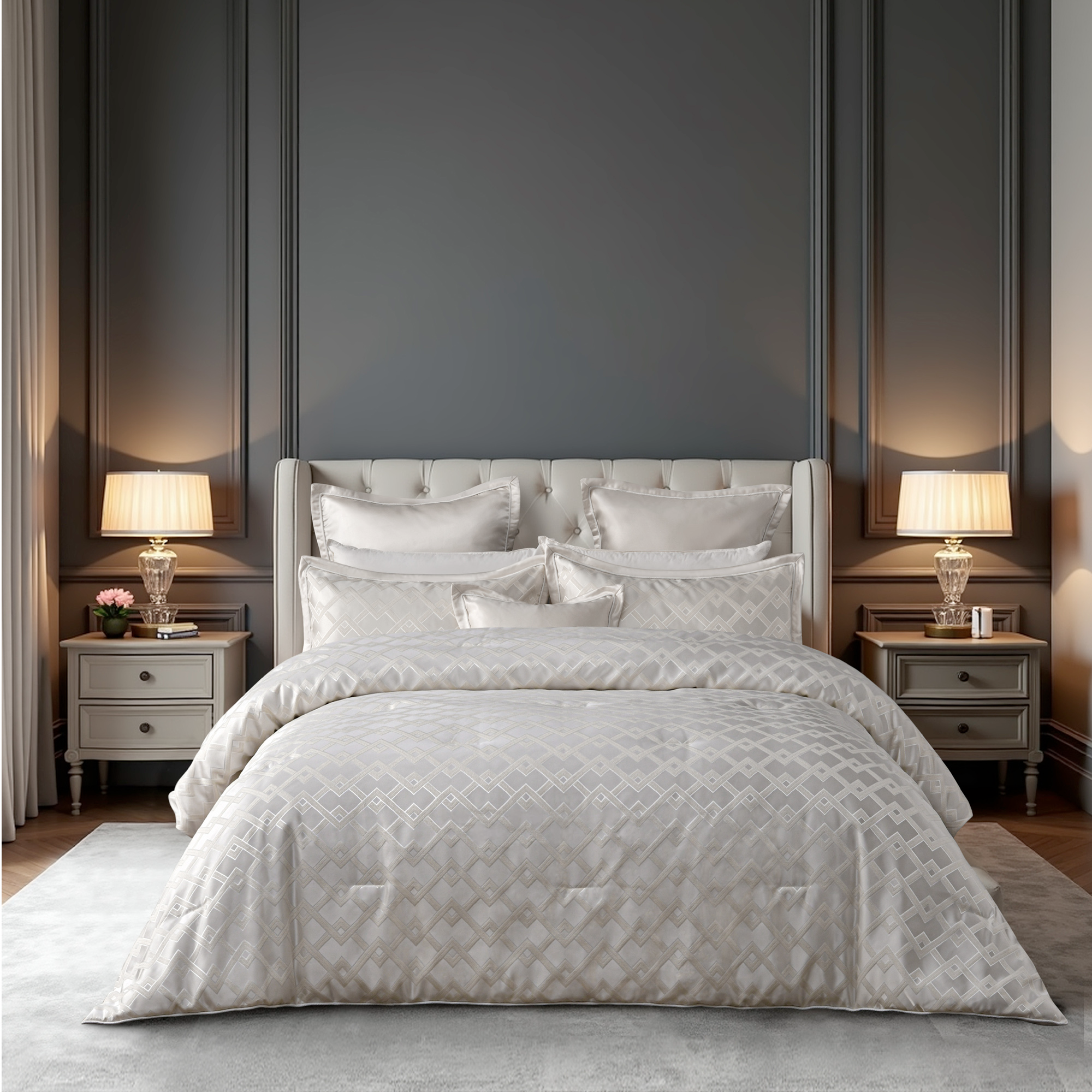 Firenze Pearl 6-Piece Comforter Set by Bianca - Luxury Bedding Collection for Master Bedroom, Guest Room & Dorm Decor