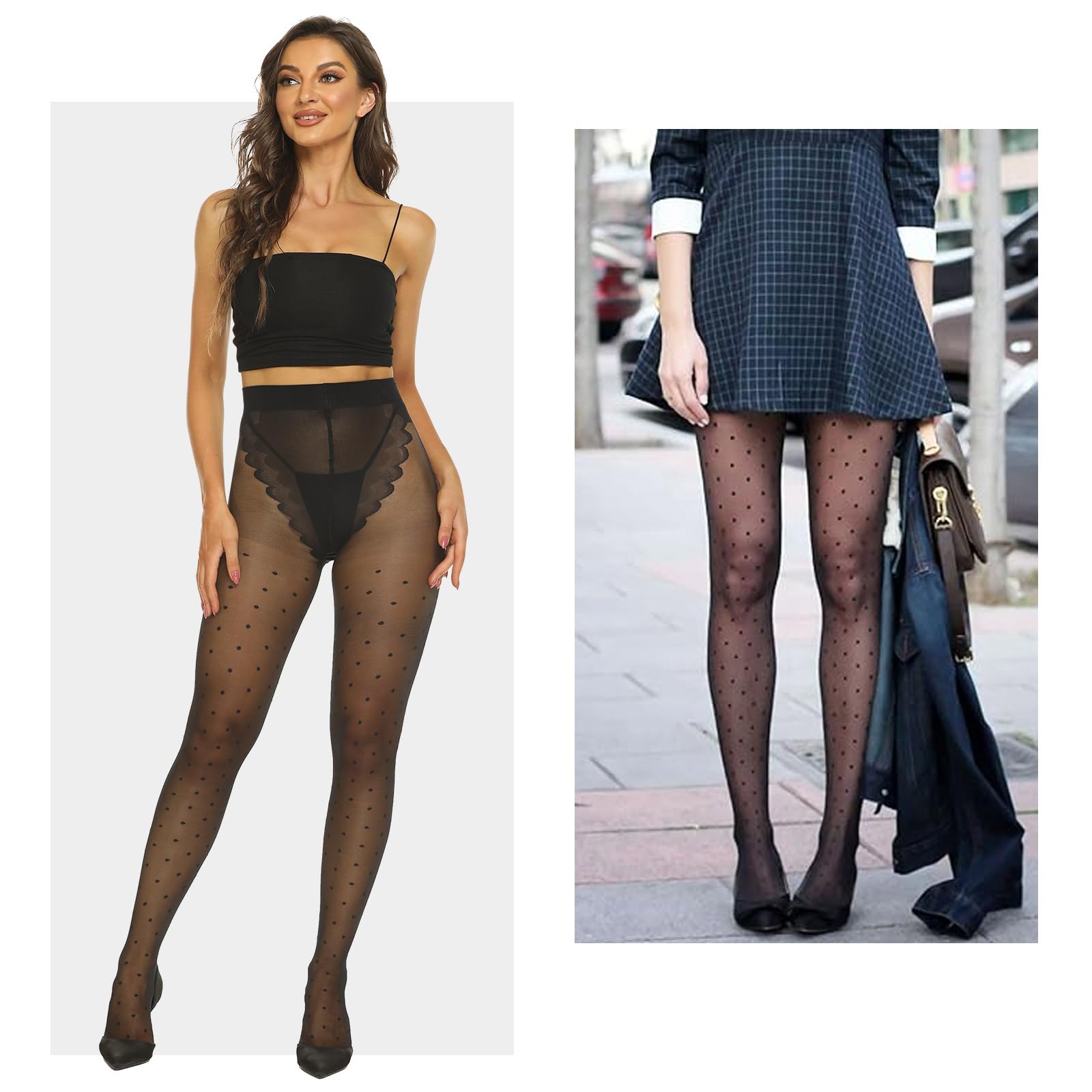 MANZI Women's 20 Denier Sheer Patterned Tights - Elegant Pantyhose Stockings for Everyday Wear, Office & Special Occasions