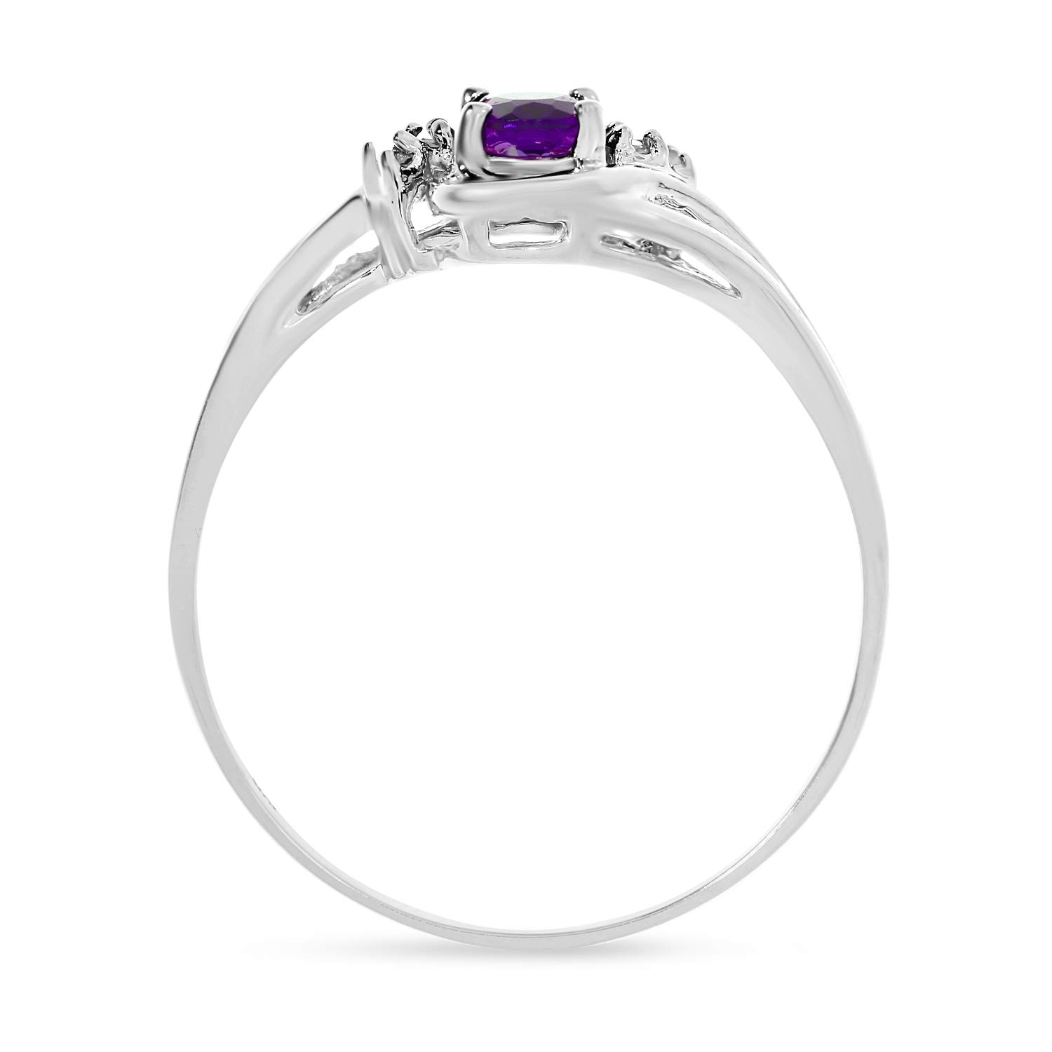 10K White Gold Oval Amethyst and Diamond Ring for Women - Elegant Purple Gemstone Engagement & Wedding Band - Perfect for Anniversary, Valentine's Day Gift