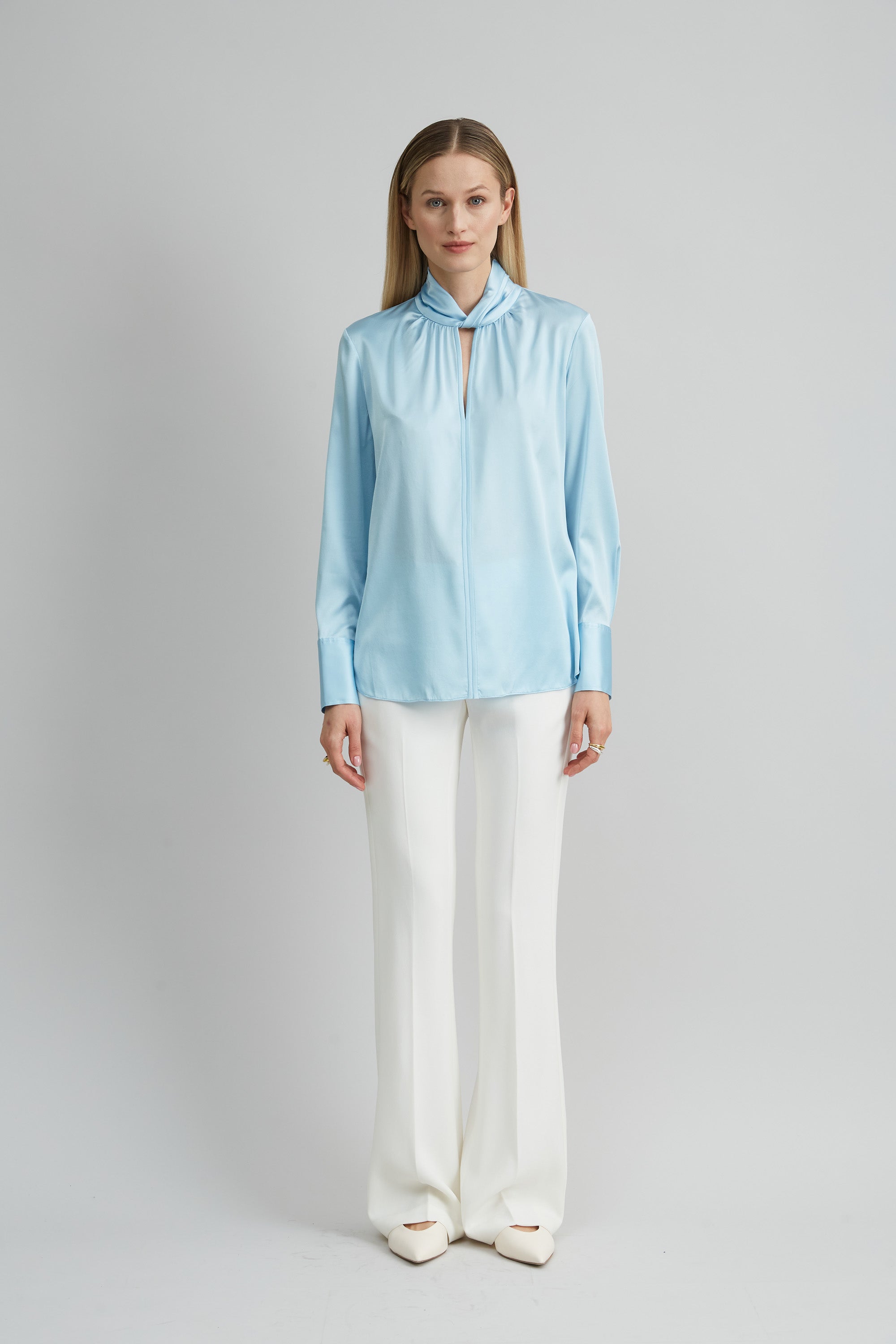 Silk Satin Twist Shirt for Women - Elegant Long Sleeve Blouse with Button Front - Perfect for Office, Party & Special Occasions
