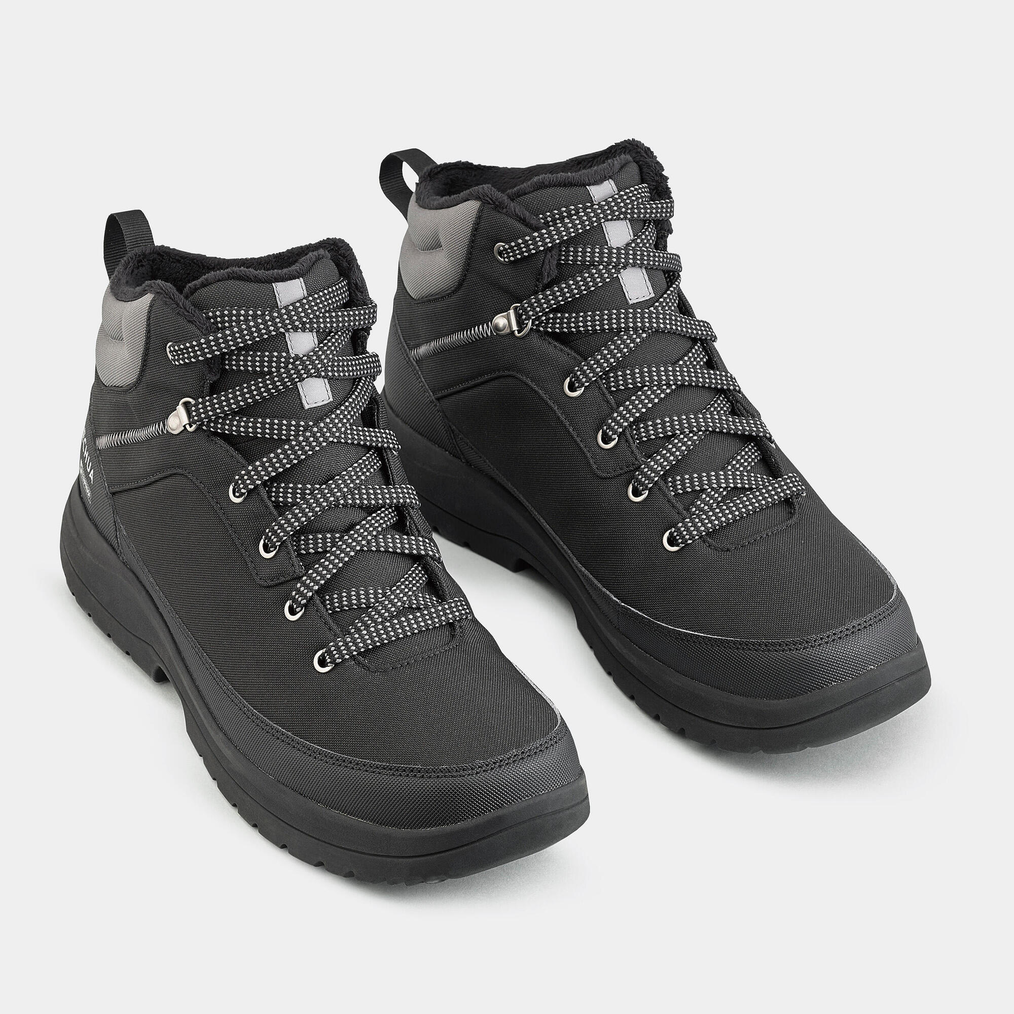 Quechua SH100 Mid Height Waterproof Hiking Boots for Men - Warm Winter Trekking Shoes for Outdoor Adventures & Mountain Climbing