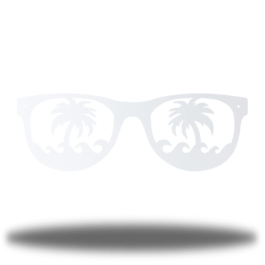 Riverside Designs Wacky Sunglasses Coastal Beach Metal Wall Art Decor | USA Made | Multiple Colors & Sizes (White, 24 Inch) - Perfect for Beach House, Coastal Living Room, or Outdoor Patio Decor