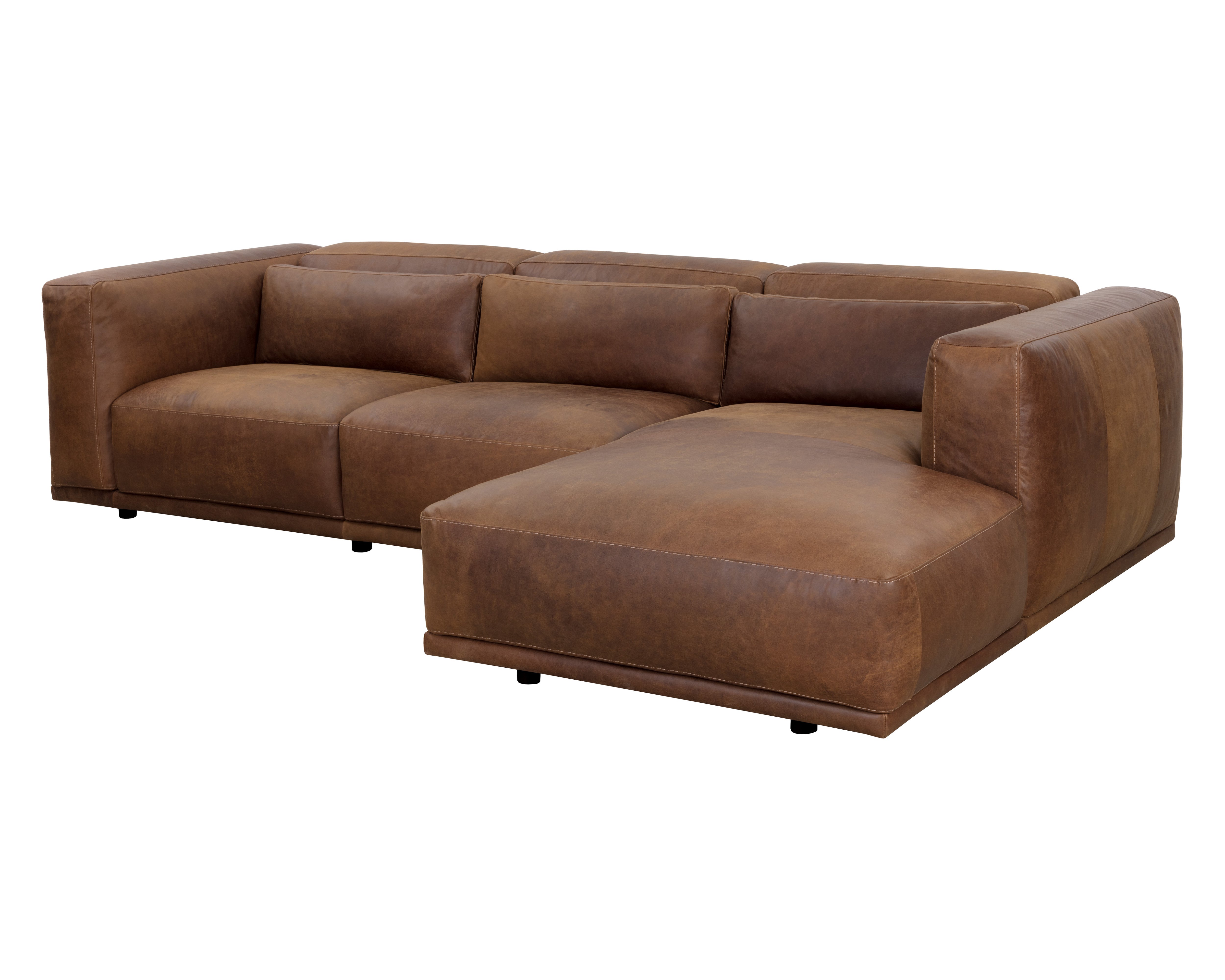 Beau Sofa Chaise Raf Lucia in Premium Tobacco Leather - Modern Sectional Sofa for Living Room, Lounge & Home Theater