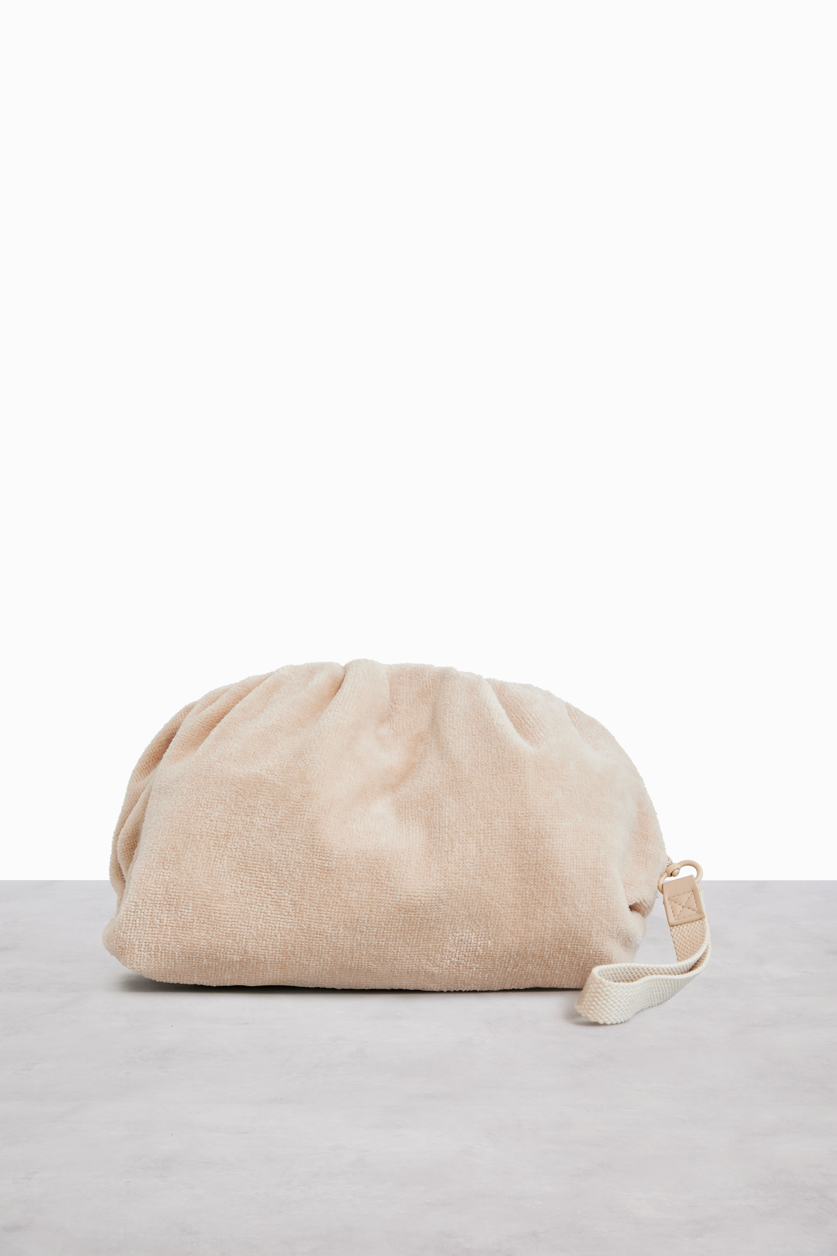 Beige Terry Cosmetic Clutch Bag - Soft & Stylish Makeup Pouch for Women | Perfect for Travel, Gym & Everyday Essentials