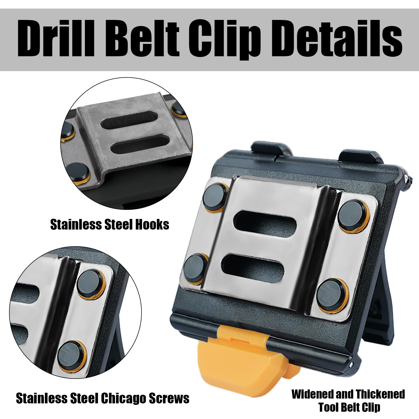**MELOTOUGH Tape Measure Holder & Drill Holster - Heavy Duty Tool Belt Clip for Tape Measurer, Impact Driver, Drill - Perfect for Construction, Carpentry & DIY Projects**