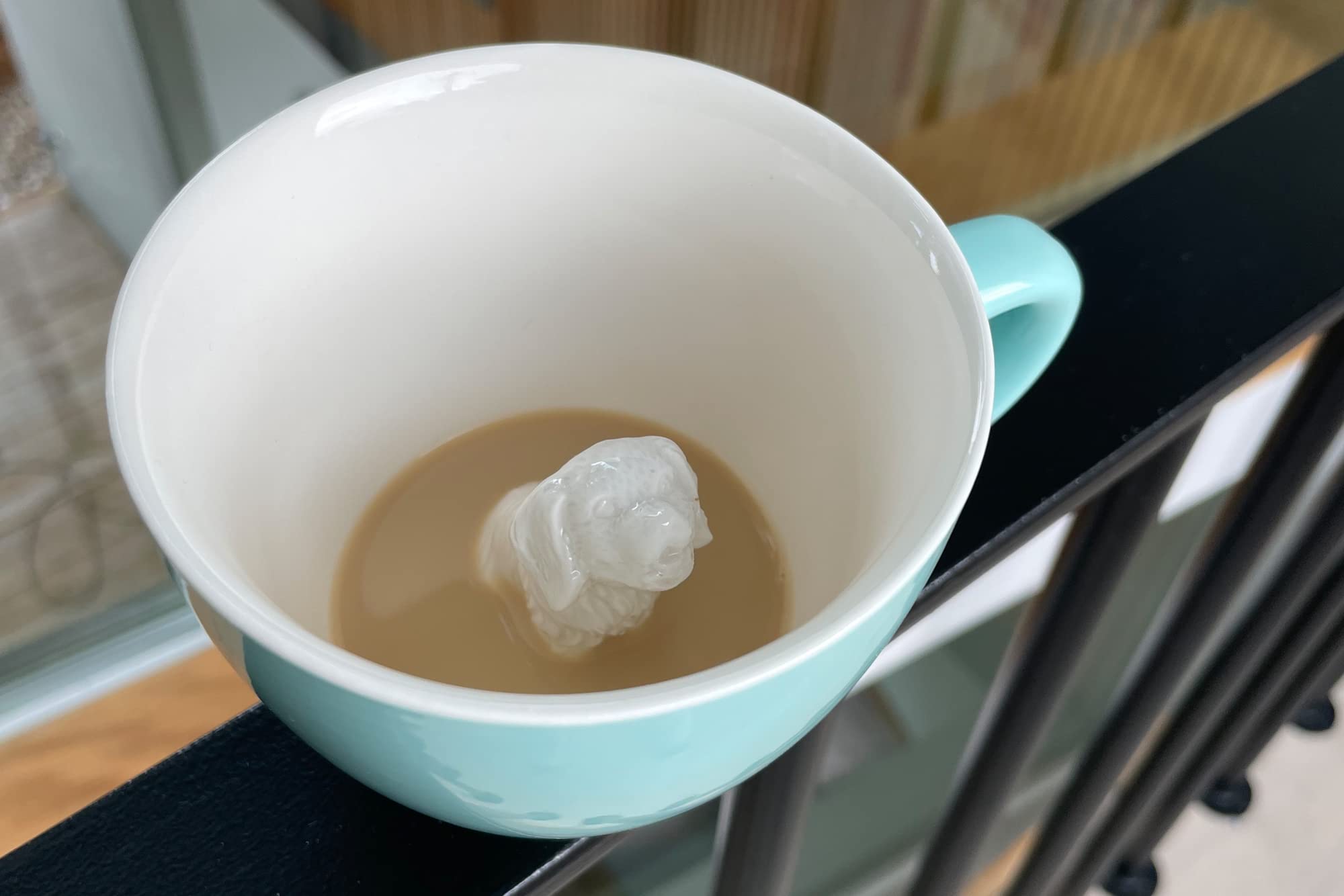 3D Hidden Dog Creature Ceramic Mug - 11oz Aqua Green Coffee & Tea Cup with Puppy Inside - Unique Gift for Dog Lovers, Birthday, Holiday & Housewarming - Perfect for Home, Office & Coffee Shop Use