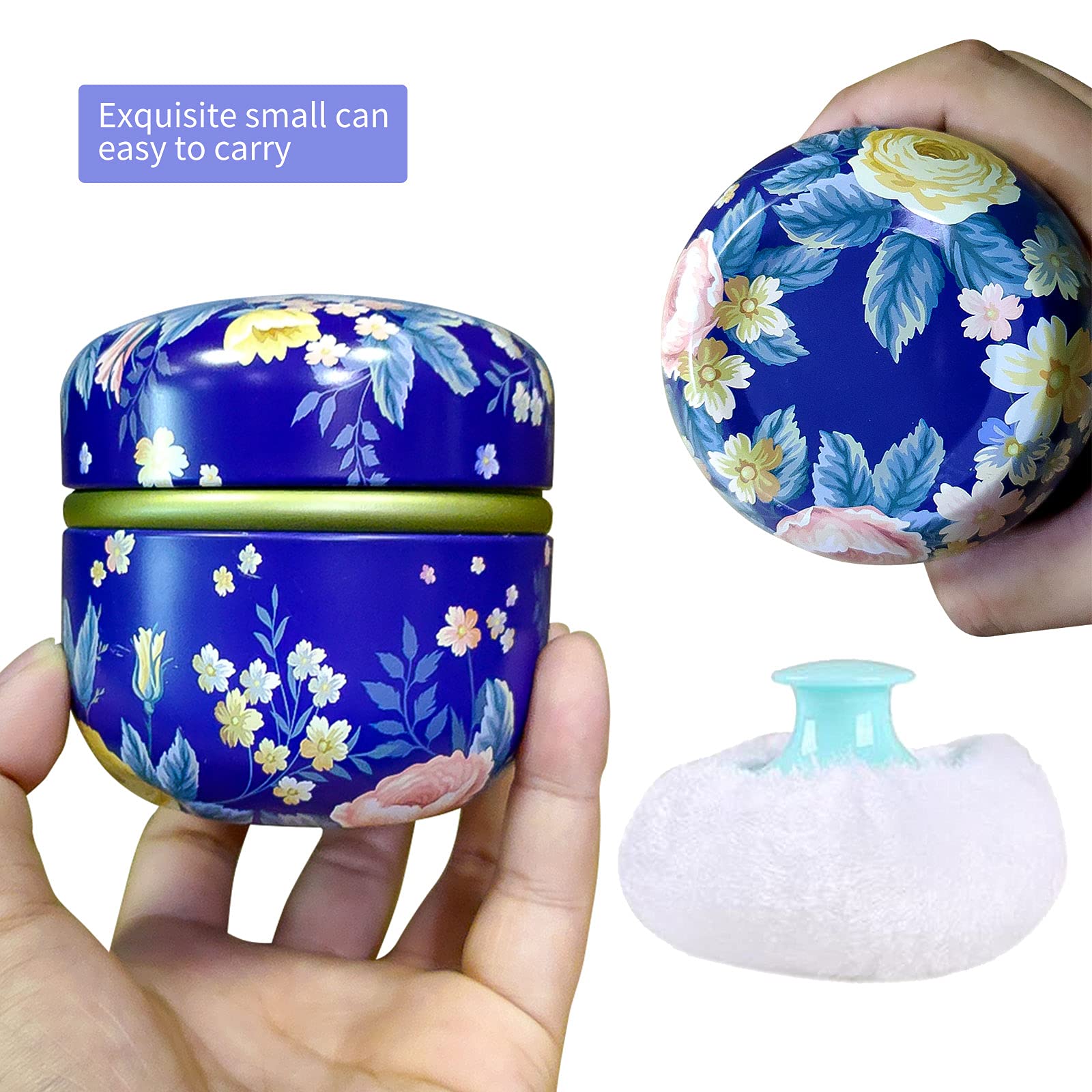 Topwon Powder Case with Soft Powder Puff - Travel Body Powder Container for Baby & Mom - Dusting Powder Dispenser for On-the-Go Use (Floral Design) - Perfect for Diaper Bags, Gym Essentials & Makeup Touch-Ups