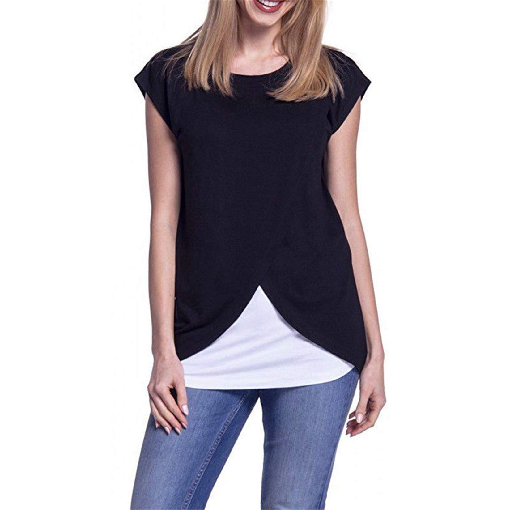 Andongnywell Women's Comfortable Layered Nursing Top - Soft Maternity Breastfeeding Tunic Shirt for Easy Nursing | Perfect for Everyday Wear, Work & Nursing Sessions