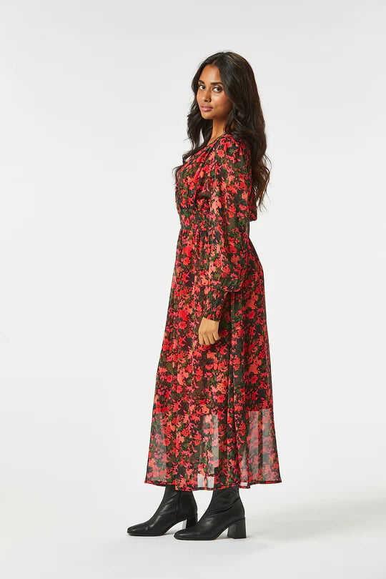 Ozzie Women's Long Maxi Dress - Flowy Red Summer Dress for Beach, Vacation & Casual Wear