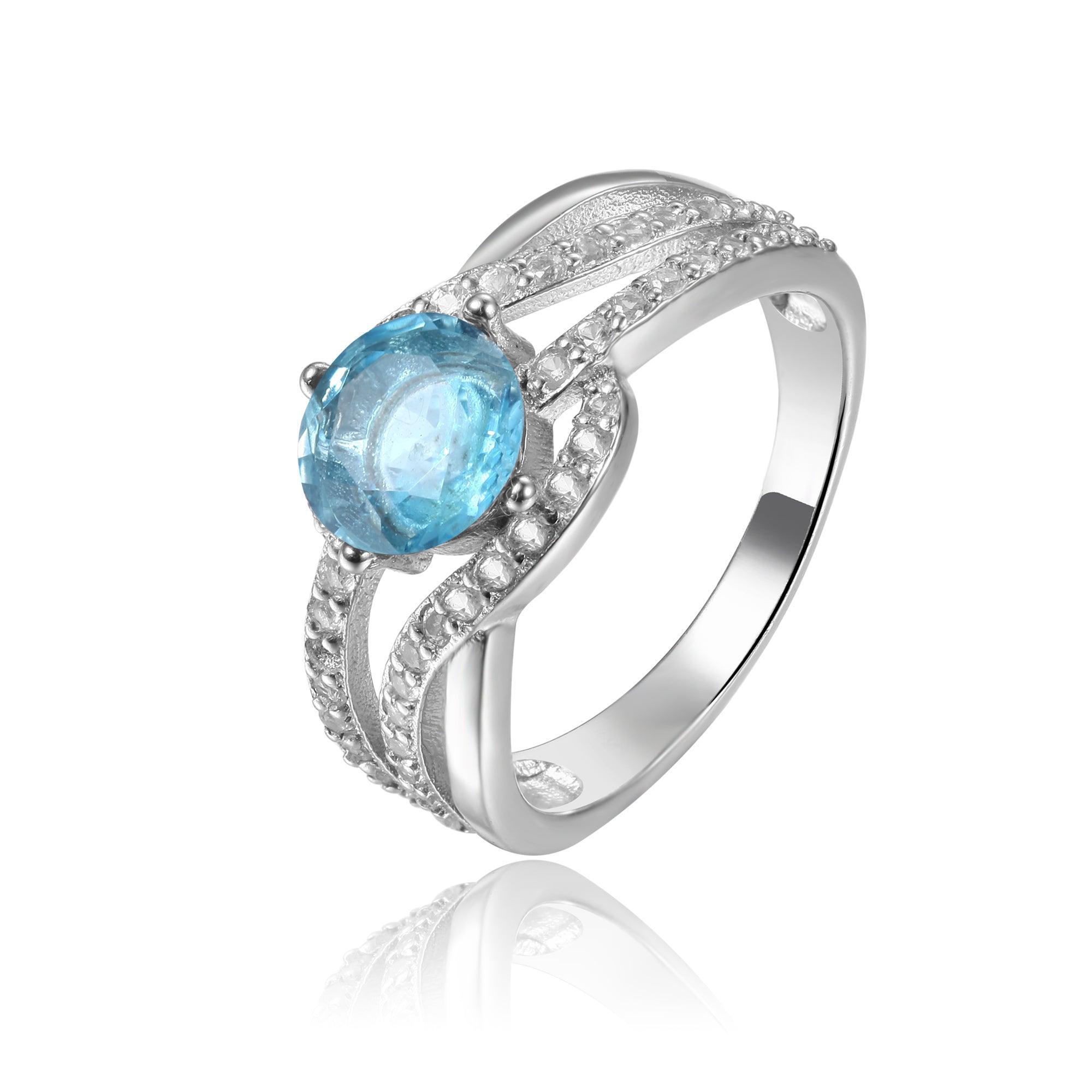 Blue Topaz Fashion Ring for Women - Elegant Sterling Silver Jewelry Gift for Birthday, Anniversary & Special Occasions