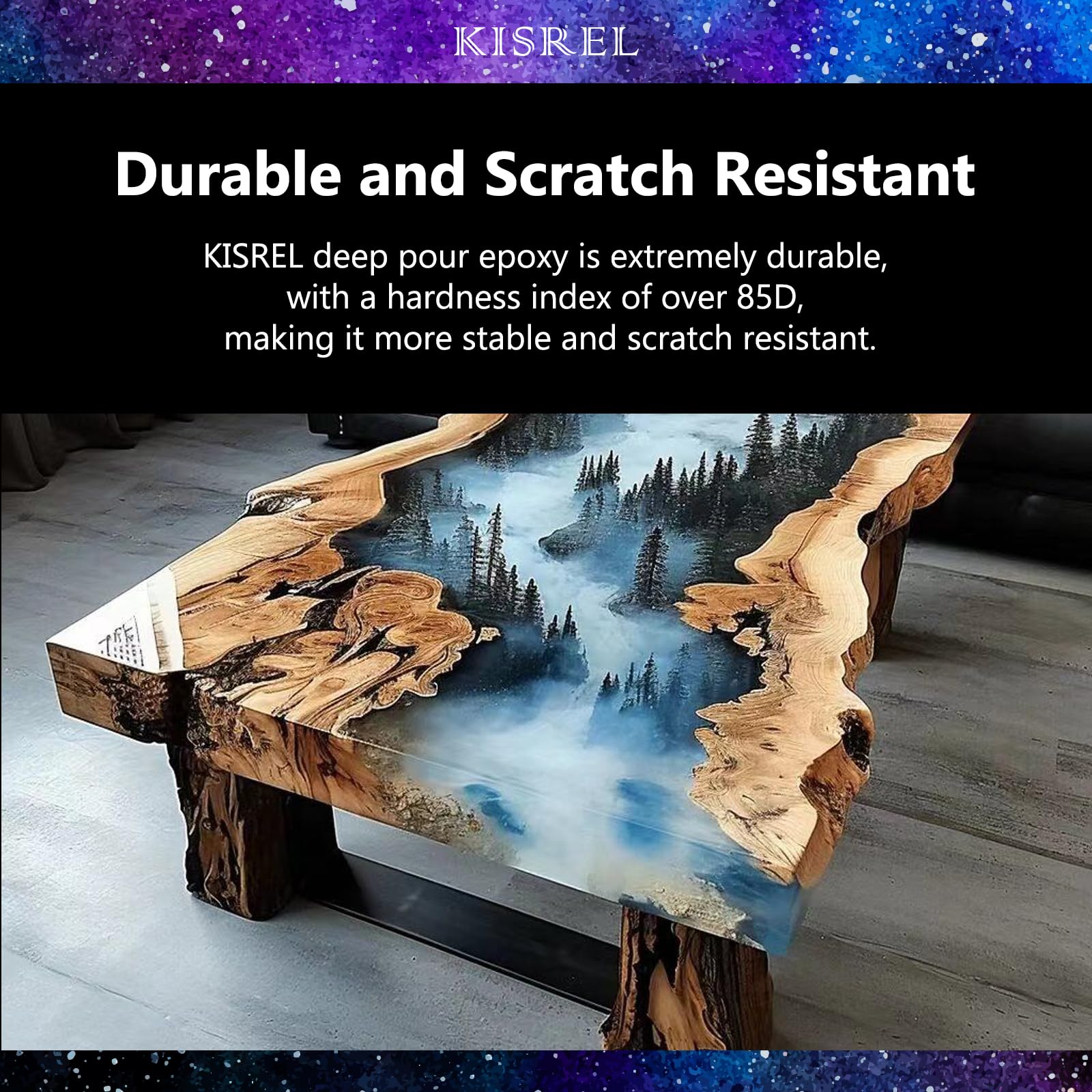 KISREL 4.5 Gallon Deep Pour Epoxy Resin Kit (2:1 Ratio) - Bubble Free, Low Odor, Crystal Clear for 2-4 Inch Thick Casting - Perfect for River Tables, Bar Tops, Wood Filling, Resin Art & DIY Crafts