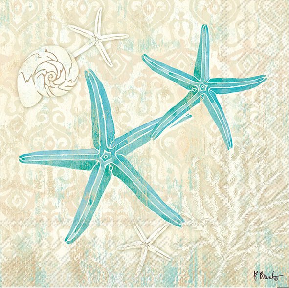 Premium Laguna Shells Cocktail Napkins by Boston International - Elegant Party & Wedding Decor, Bar Accessories, Coastal Themed Entertaining Essentials