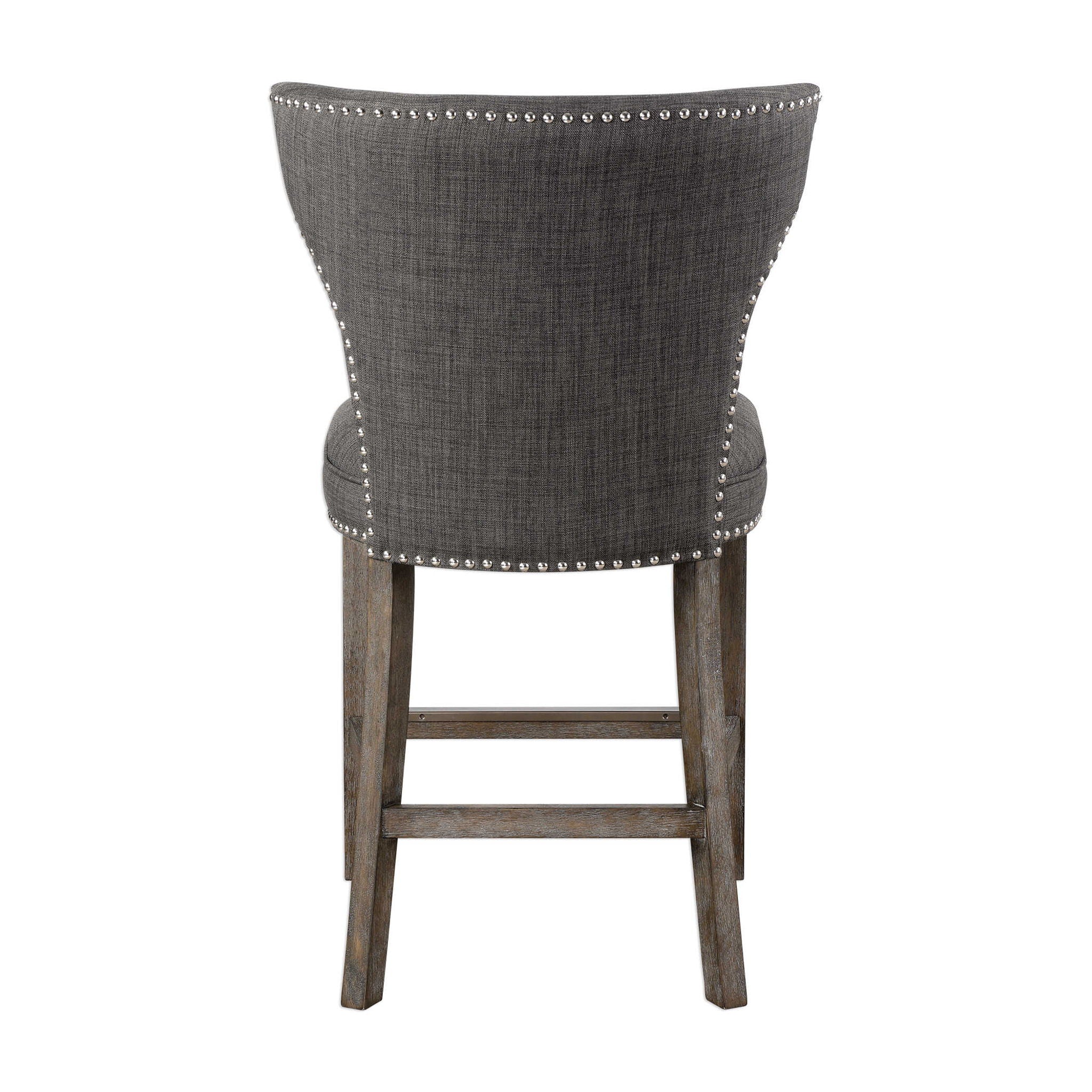 Arnaud Counter Stool - Charcoal Grey Bar Stool with Backrest, 24