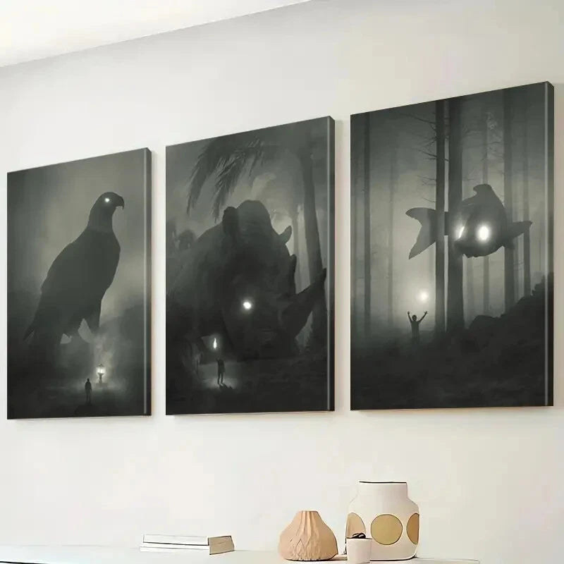3-Piece Mystical Forest & Eagle Wall Art Set - Framed Canvas Prints 40x60cm - High Quality Australian Made Wall Decor - Ready to Hang - Perfect for Living Room, Bedroom & Office Decor
