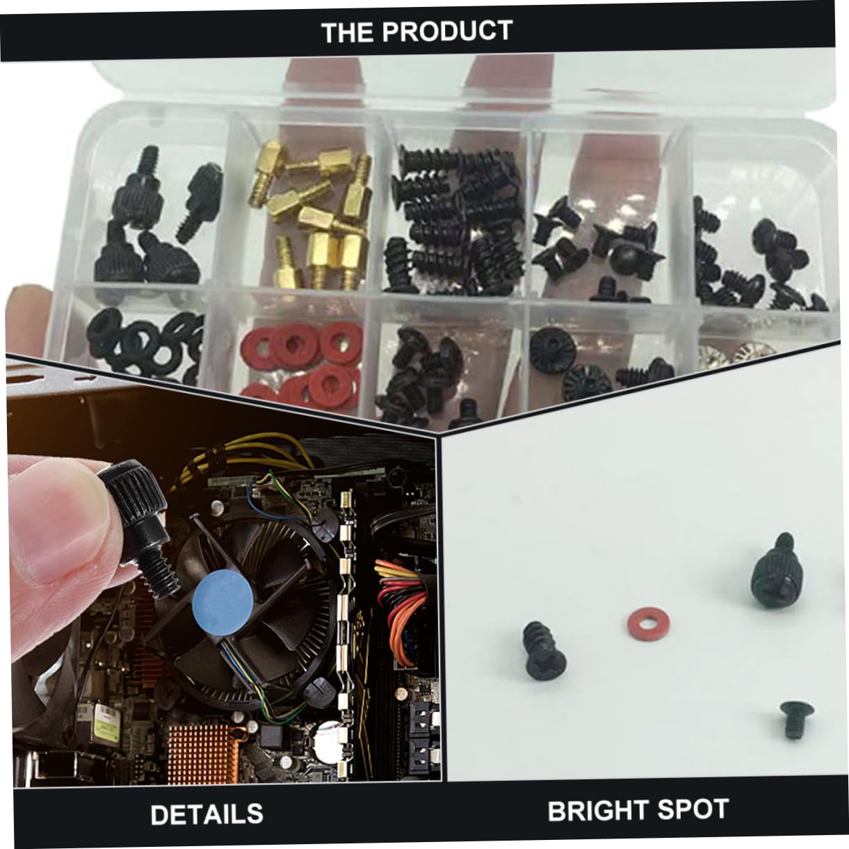 ULTECHNOVO 100-Piece Computer Case Screw Kit - M3/M4/M5 Screws, Standoffs & Motherboard Spacers for PC Building & Repair - Durable Stainless Steel & Brass Computer Chassis Hardware Accessories (Perfect for DIY PC Assembly, Upgrades & Electronics Maintenance)