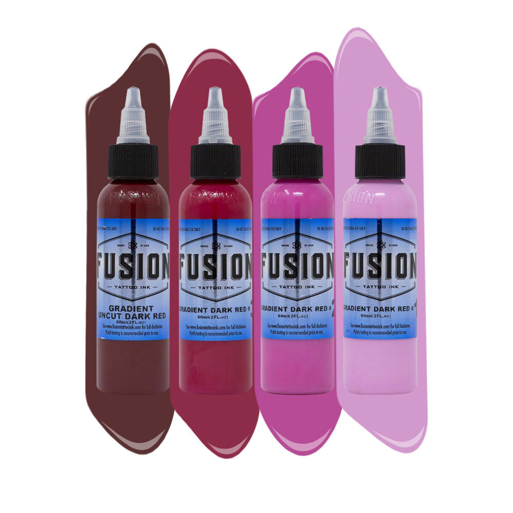 Premium 4-Pack Gradient Dark Red Fusion Tattoo Ink - 1oz Bottles - Professional Tattoo Artist Supplies for Permanent Makeup & Body Art