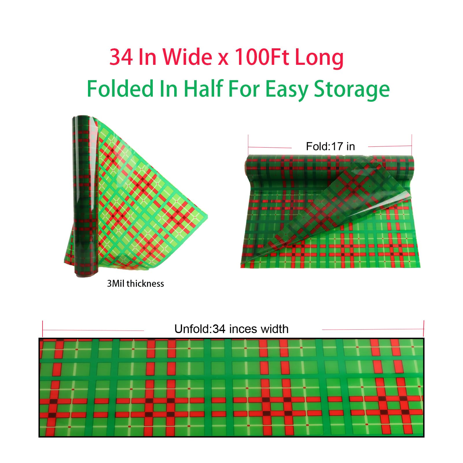 CMFYHM Christmas Cellophane Wrap Roll (34
