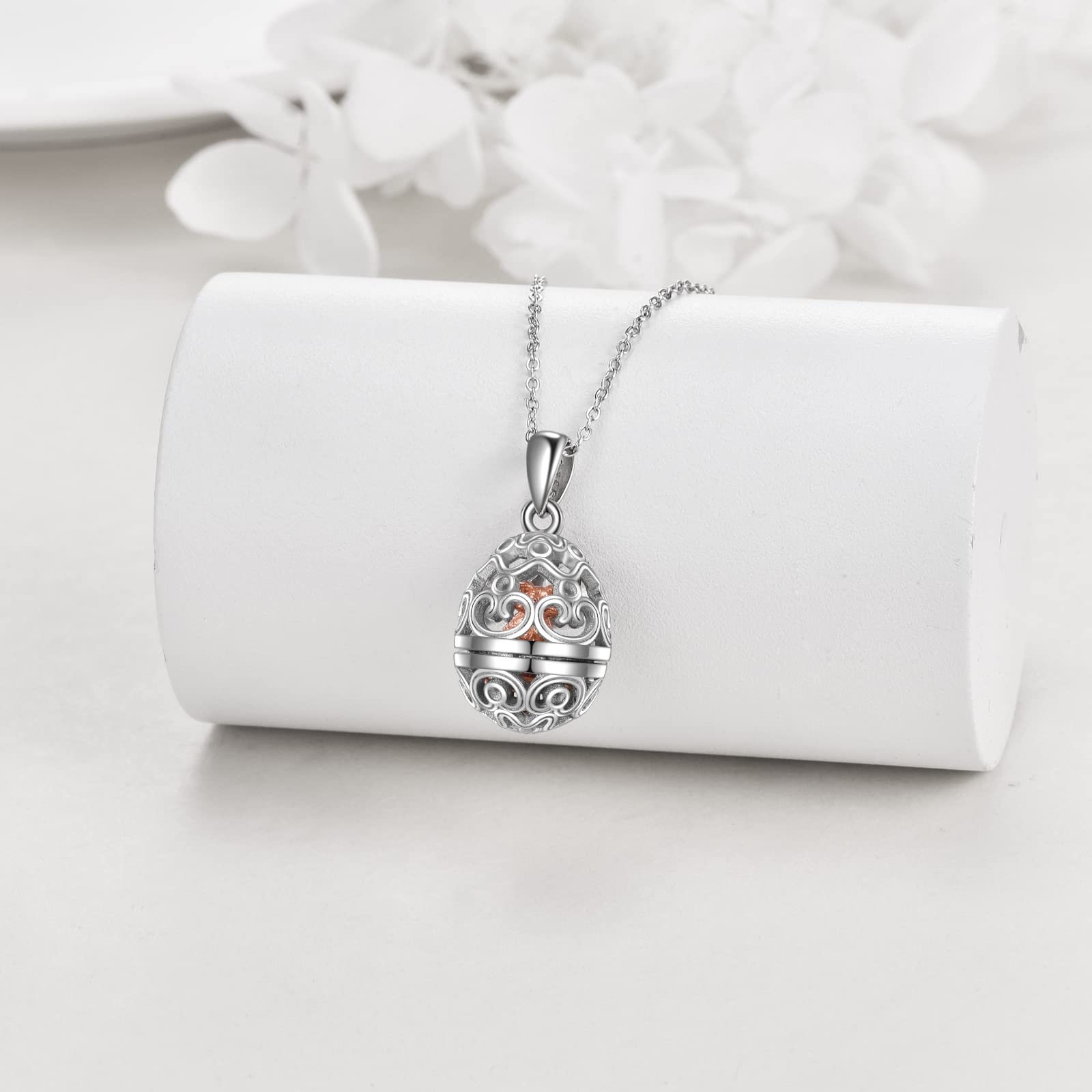 Sterling Silver Fox Necklace with Easter Egg Pendant - Cute Animal Jewelry Gift for Women & Girls - Perfect for Birthday, Graduation, and Easter Celebrations - Elegant Everyday Wear & Special Occasion Accessory