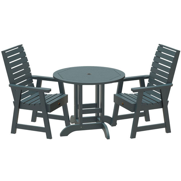 Glennville 3-Piece Round Dining Table Set for Kitchen, Breakfast Nook & Small Spaces - Patio, Balcony or Indoor Use