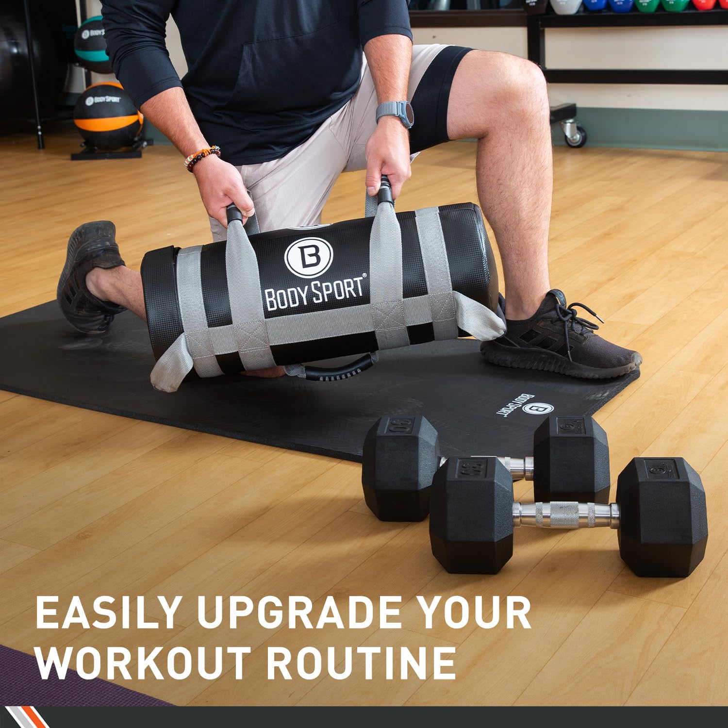 Body Sport Weight Training Bags - Heavy Duty Weighted Fitness Bag for Strength Training, Conditioning & Workouts - Perfect for Home Gym, CrossFit & MMA Training