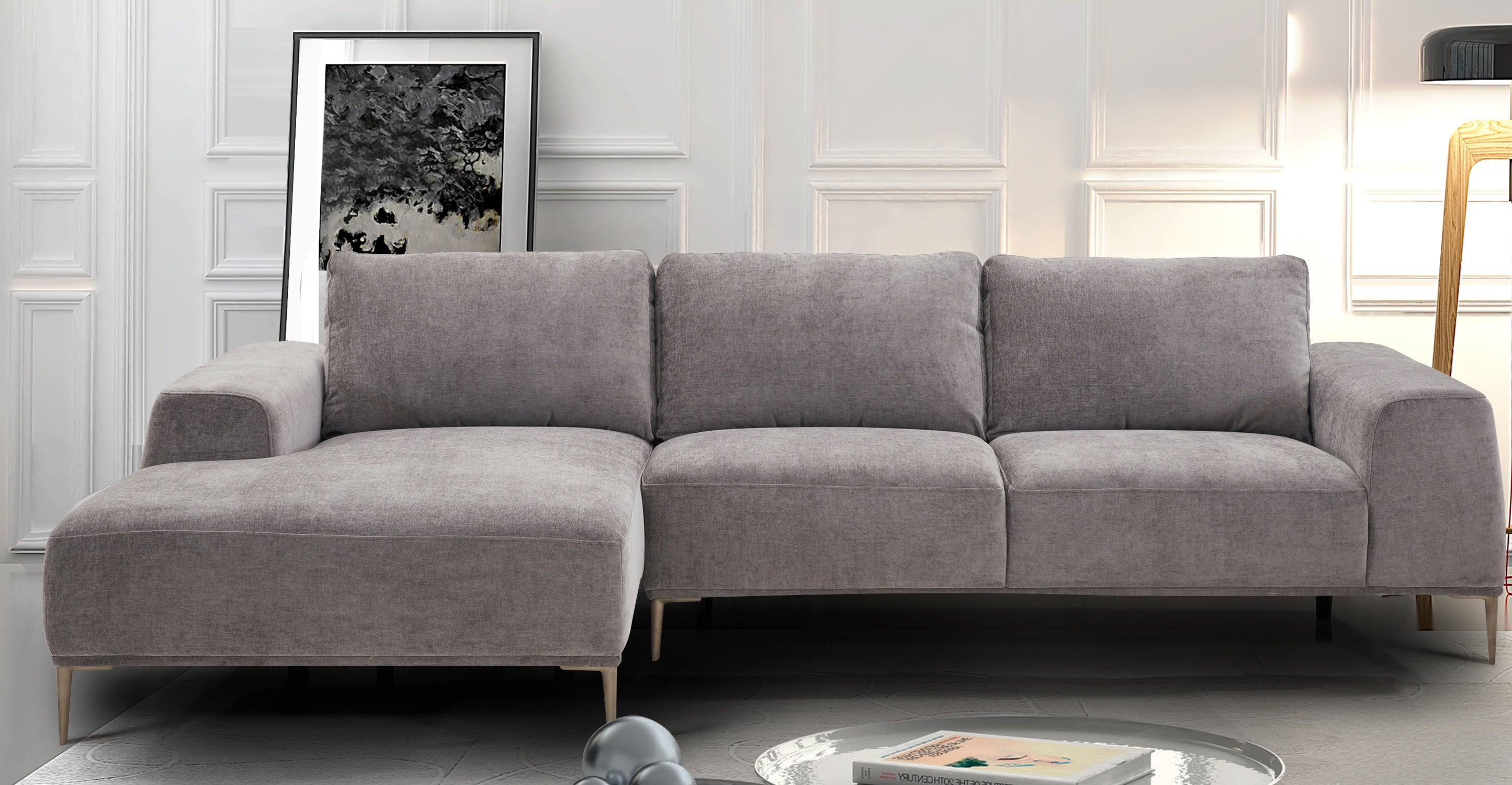 Rue Left Facing Sectional Sofa - Modern L-Shaped Couch with Reversible Chaise for Living Room, Family Room & Apartment | Comfortable Fabric Upholstery, Sturdy Frame | Perfect for Small Spaces & Home Theater Setup