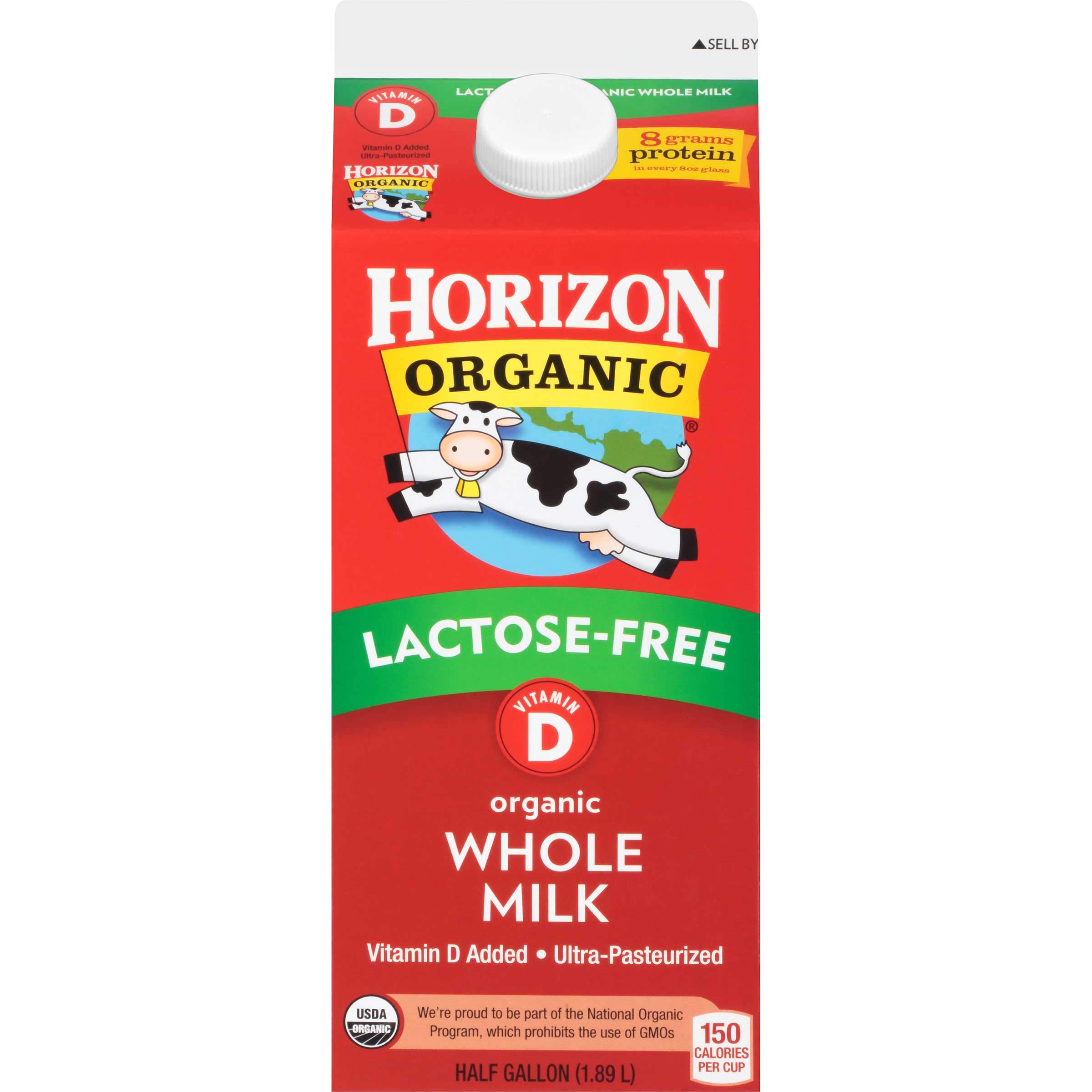 Horizon Organic Lactose Free Vitamin D Whole Milk, 0.5 Gallon (6 Pack) - Organic Dairy for Smoothies, Coffee & Healthy Breakfasts