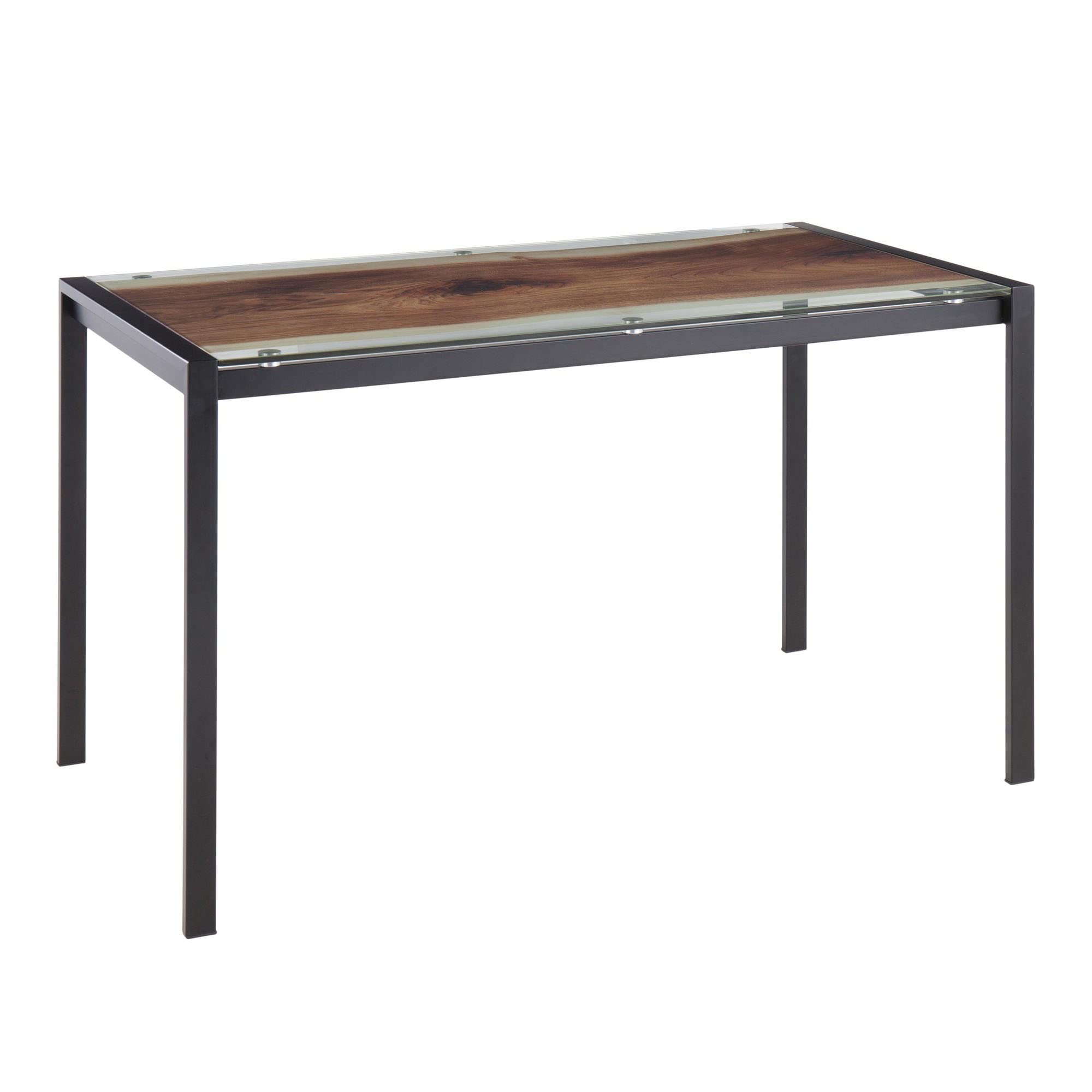LumiSource Live Edge Dining Table - 6 Person Small Rectangle Kitchen Table for Breakfast Nook & Compact Spaces | Rustic Wooden Dinette Set for Apartments & Cozy Homes