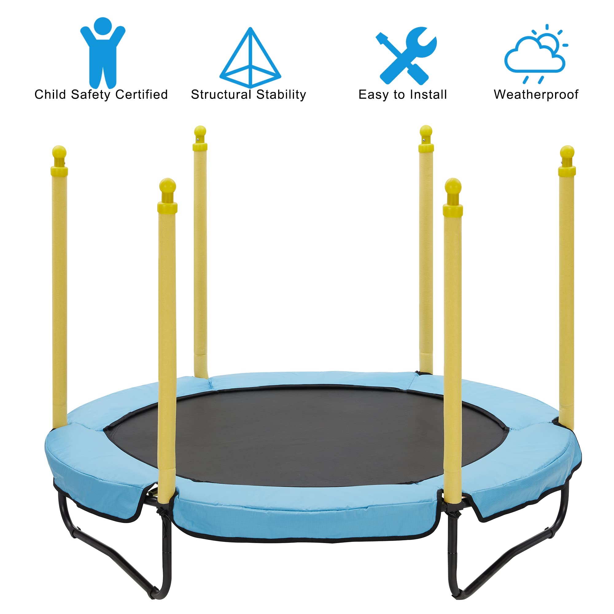 **5FT Kids Trampoline with Safety Enclosure Net & Basketball Hoop - Indoor/Outdoor Recreational Trampoline for Toddlers, Birthday & Christmas Gift for Boys & Girls - Perfect for Backyard Play, Exercise & Family Fun**
