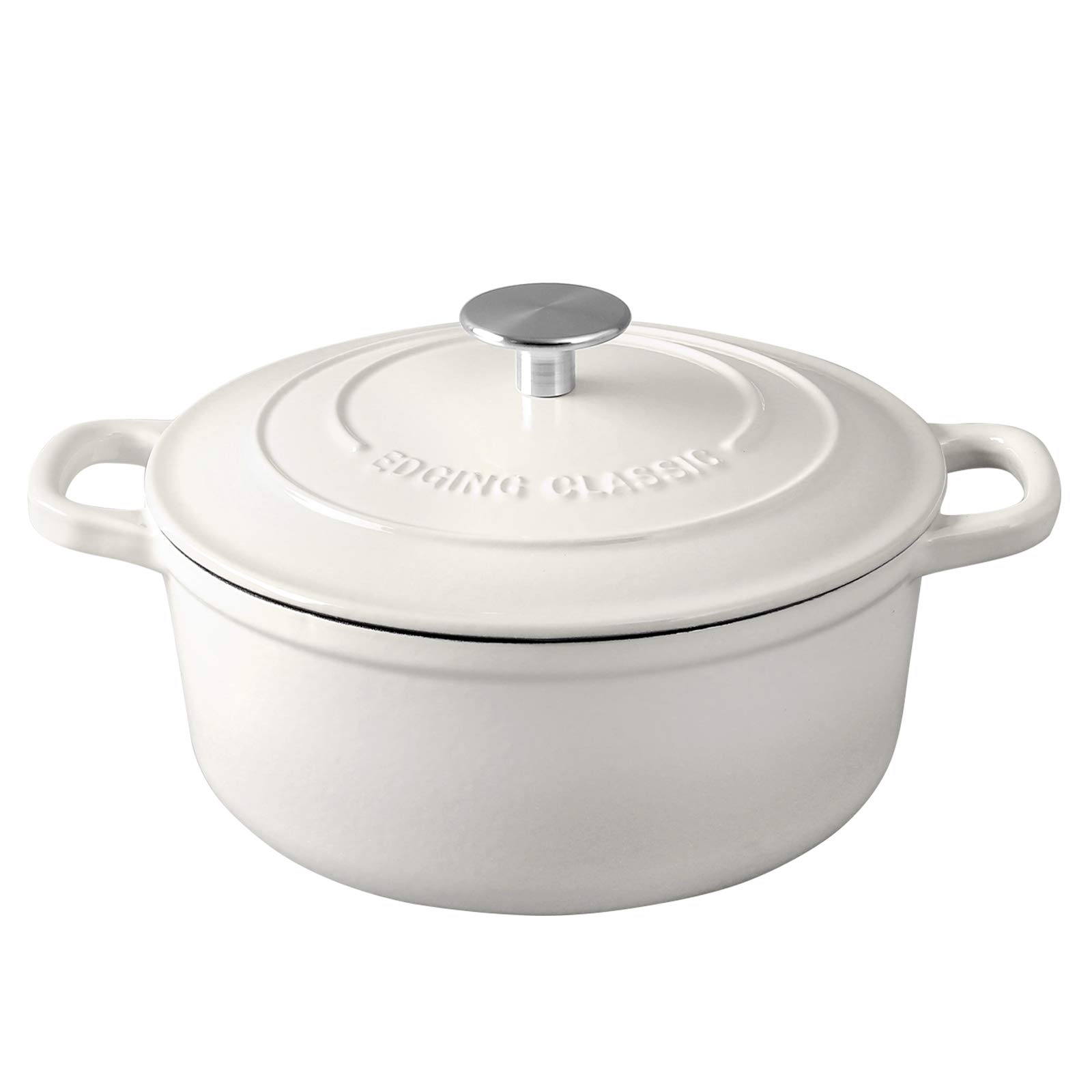 Premium Enameled Cast Iron Dutch Oven with Lid - 3.5 Quart White Oven Safe to 500°F for Bread Baking, Soups, Stews & Roasting - Dual Handles for Easy Cooking & Serving