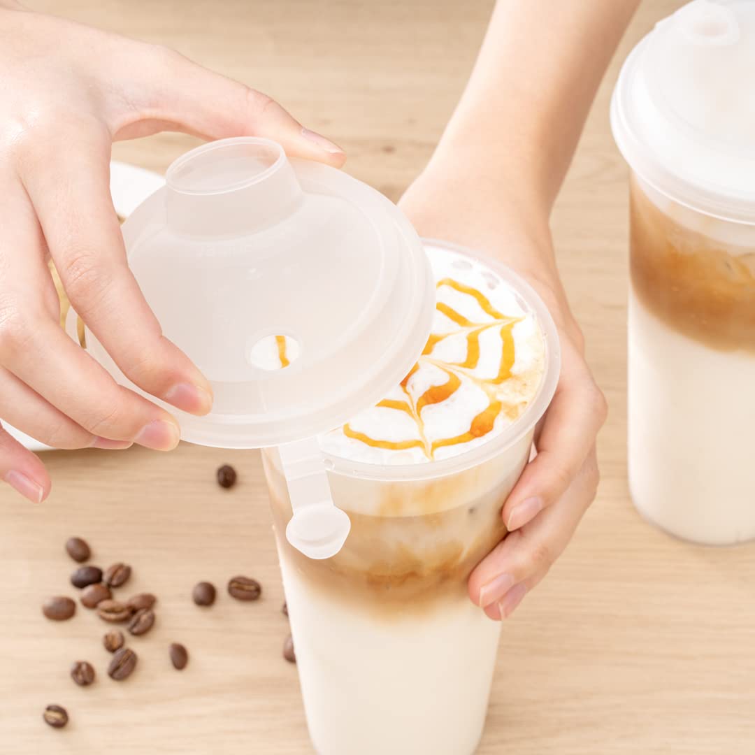 Restaurantware 500-Pack Leakproof Bev Tek Lids for 12oz/16oz/24oz Coffee Cups - 2-in-1 Design with Attached Stoppers, Clear Plastic Disposable Drink Lids (Cups Sold Separately) | Perfect for Coffee Shops, Cafes, Takeout & Office Break Rooms