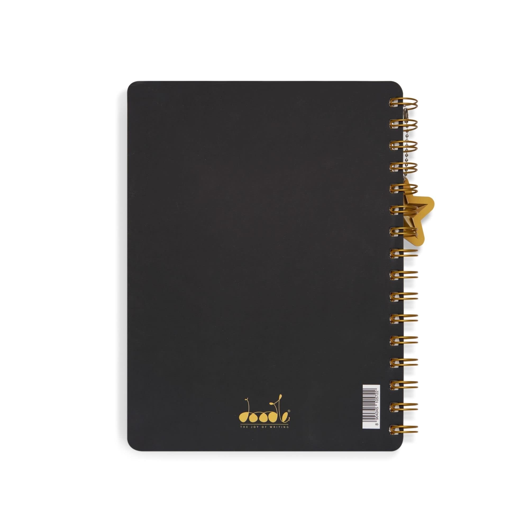 DOODLE B5 Hardbound Wiro Notebook with Theme Based Dangler - 160 Undated Ruled Pages, 80gsm Acid-Free Recyclable Paper - Flat Lay Design for Comfortable Writing - Includes 2 Twinkling Stars Sticker Sheets - Perfect for Journaling, Note Taking & Creative Planning