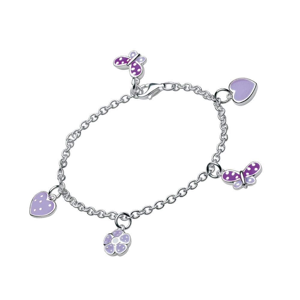Silver Flower Heart Butterfly Charm Bracelet for Girls - Adjustable 5.25 & 6.25 Inch - Perfect for Birthday Gifts, Party Favors & Everyday Wear