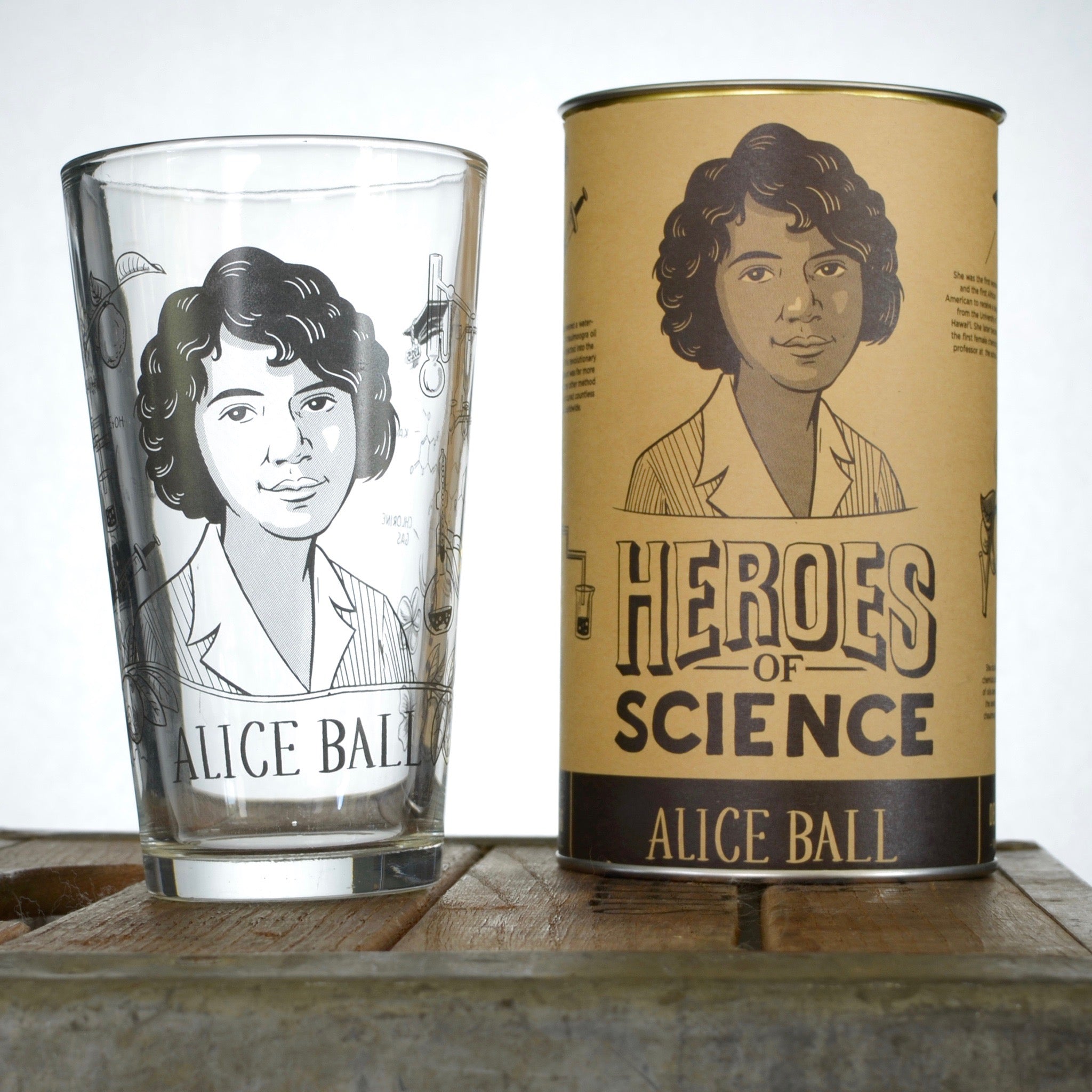 Alice Ball Pint Glass - 16oz Beer Glass with Inspirational Women in Science Design - Perfect for Home Bars, Gifts & Science Enthusiasts