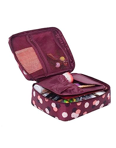 Waterproof Makeup Travel Toiletry Bag for Women - Maroon Cosmetic Organizer | Ideal for Travel, Gym, and Daily Use