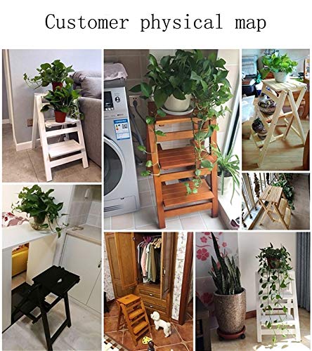 Multifunctional Folding Wooden Step Stool - Creative Home Stool for Kitchen, Bathroom & Office Use (Wood Color, Size TW)