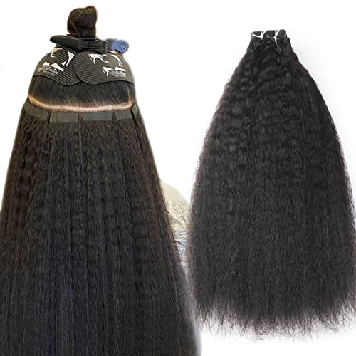 Niawigs Kinky Straight Tape In Hair Extensions 40pcs 80g - 100% Human Hair Skin Weft for Black Women | 12 Inch Natural Black Glue-In Hair Extensions | Perfect for Daily Wear, Parties & Special Occasions