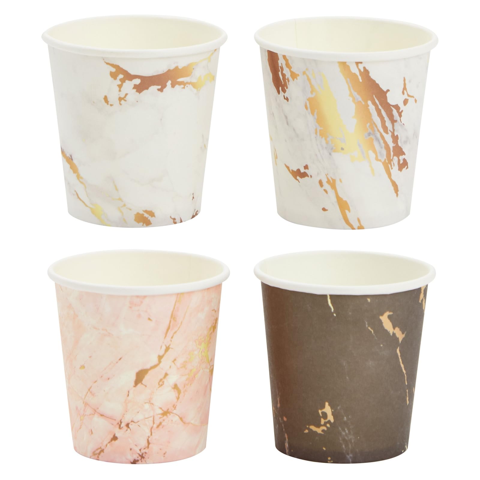 100 Pack 4 Oz Disposable Paper Cups for Espresso, Coffee, Tea & Mouthwash - Elegant Marble Design - Perfect for Parties, Weddings, Offices & Home Use